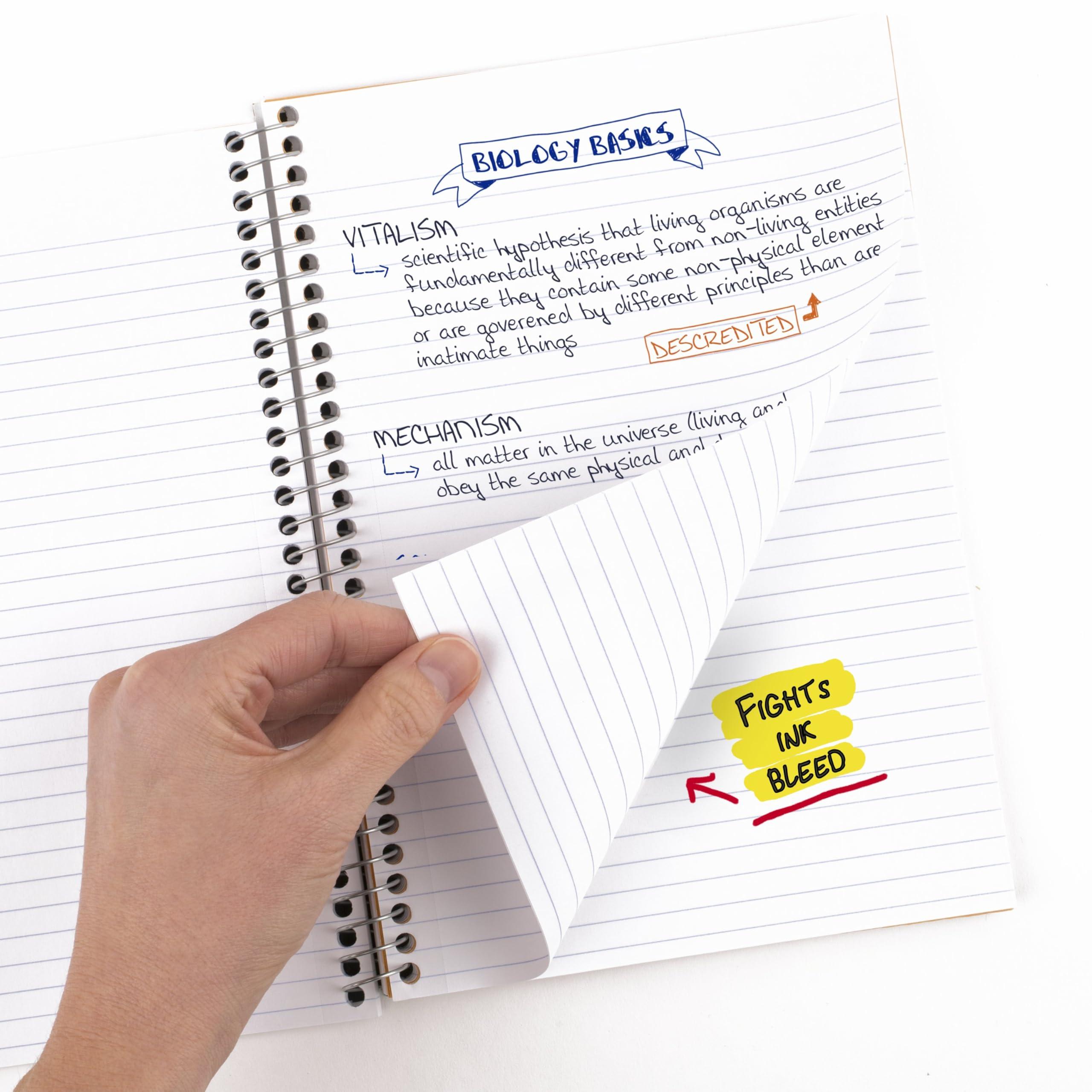Five Star Spiral Notebook, 2 Subject, College Ruled Paper, 6" x 9-1/2", 80 Sheets, Fights Ink Bleed, Water Resistant Cover, Gray (840029AA3-ECM) - Image 5