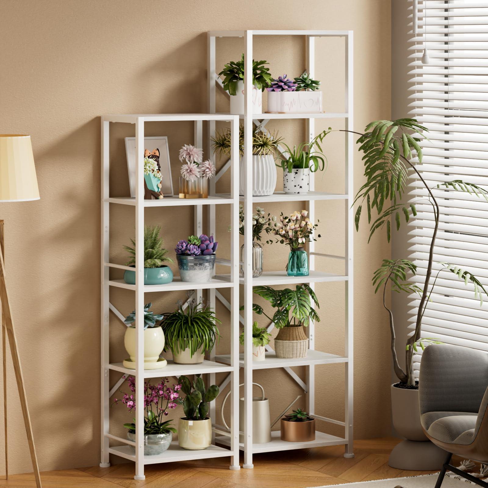 Furologee White Tall Bookshelf, Narrow Bookcase with 6 Shelves, Modern Freestanding Shelf Units, Metal and Wood Display Storage Corner Rack Organizer for Living Room, Home Office, Hallway, Bathroom - Image 6