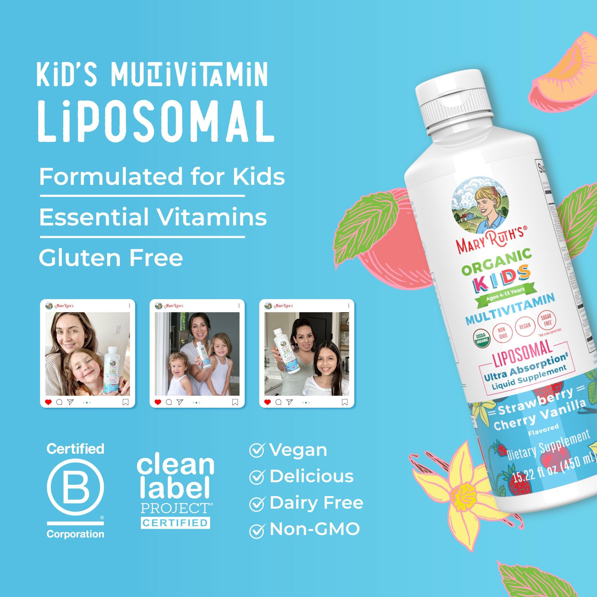 MaryRuth's Kids Multivitamin Liposomal | Vegan, Sugar-Free Vitamins for Kids | Ages 4+ | 2 Month Supply | 15.22 Fl Oz - Image 8