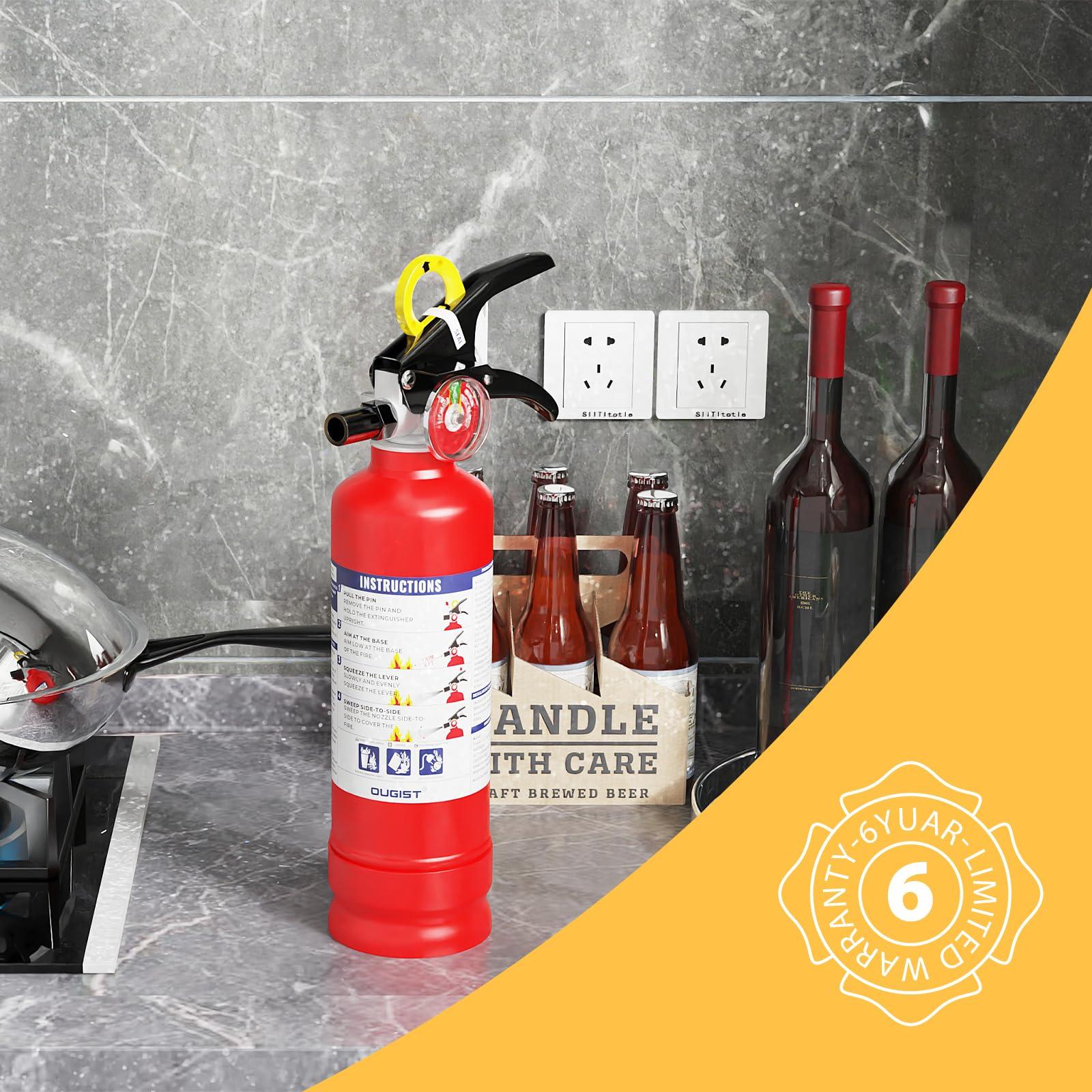 Ougist ABC Fire Extinguisher for Home & Vehicle - 2.5 lb 1-A:10-B:C Rated, Dry Chemical Fire Safety with Quick-Release Handle, Certified for Kitchen/Car/Boat Use (Model FF1KG) - Image 2
