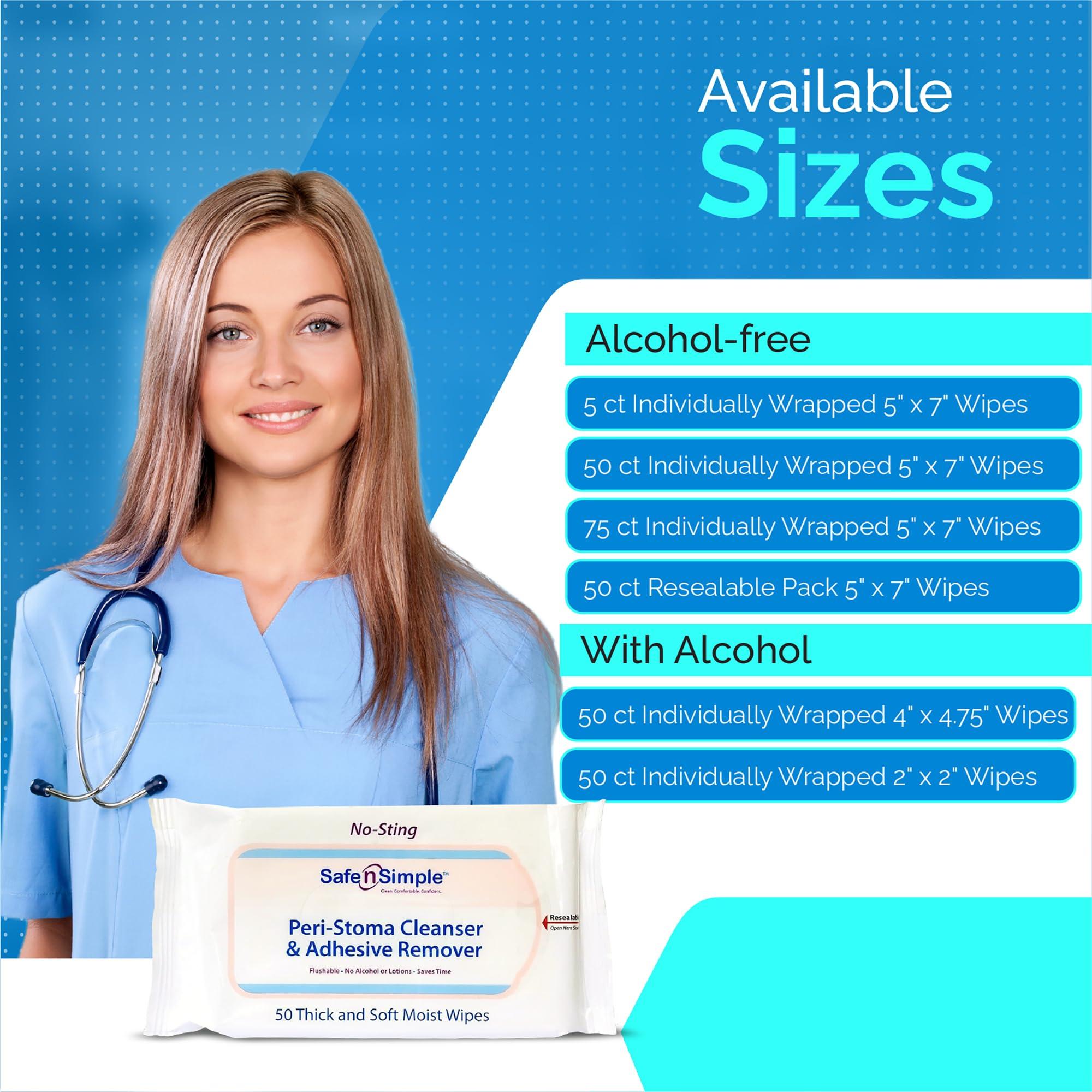 Safe n' Simple Adhesive Remover Wipes - 50 Large No-Sting Skin Prep Wipes Medical Skin Adhesive Remover - Adhesive Removing Wipes for Skin - Non-Alcohol - Image 6
