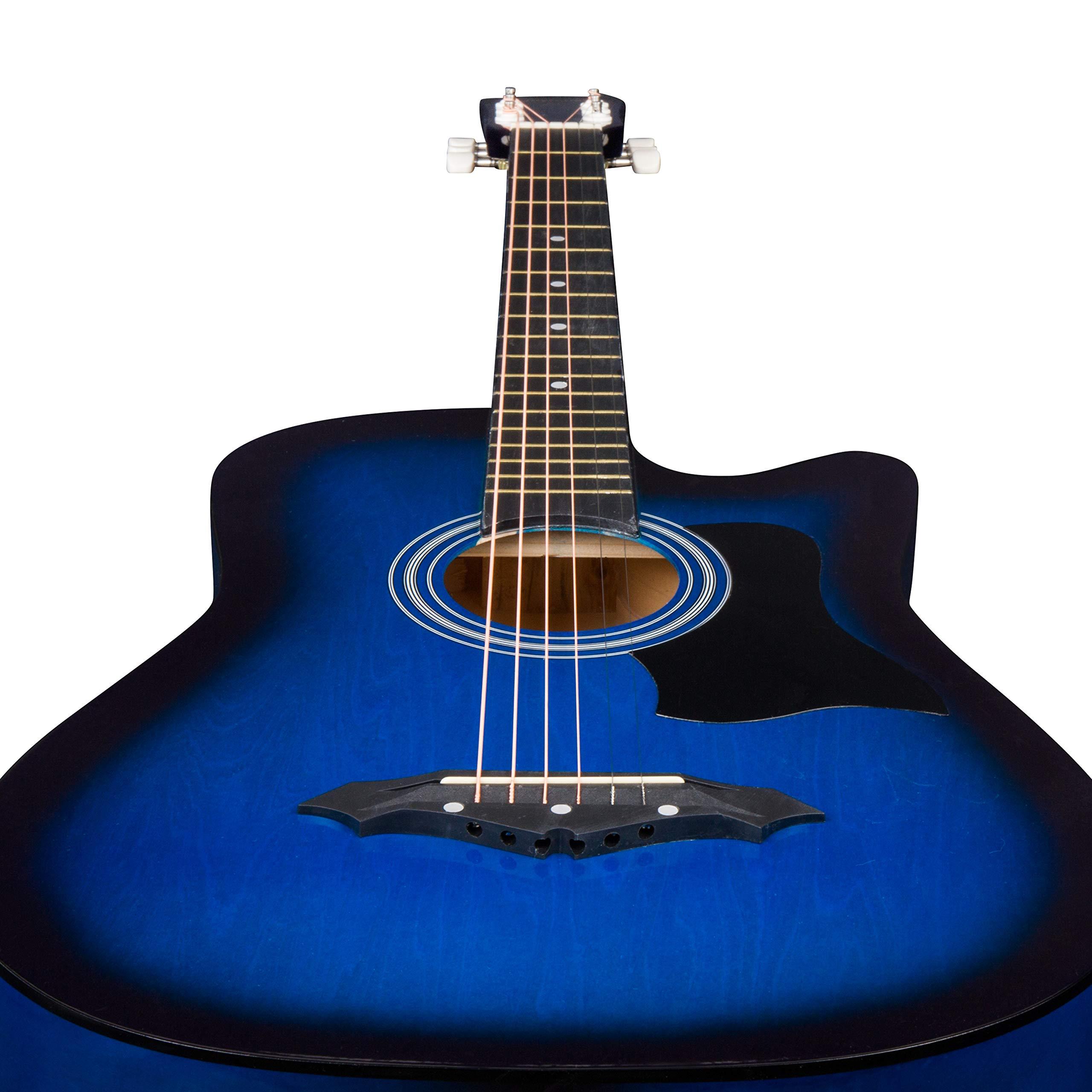 Joymusic 38 inch blueburst beginner acoustic guitar kit,bundle with a strap with picks holder,digital tuner, set strings, capo,cleaning cloth,6 picks,gig bag.(JG-38C,BLS) - Image 4