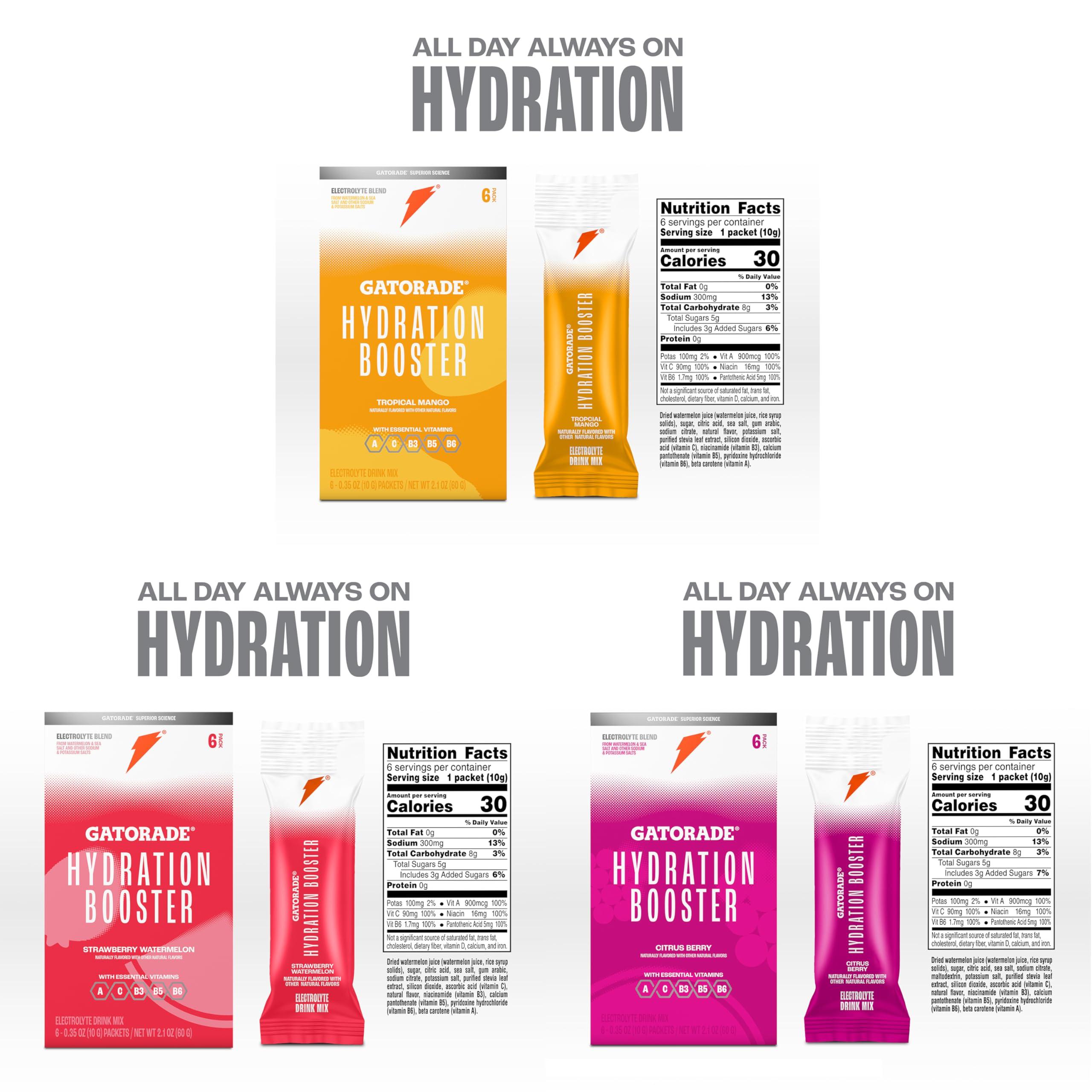 Gatorade Hydration Booster - All 3 Flavors (Strawberry Watermelon, Tropical Mango, Citrus Berry) - Image 3