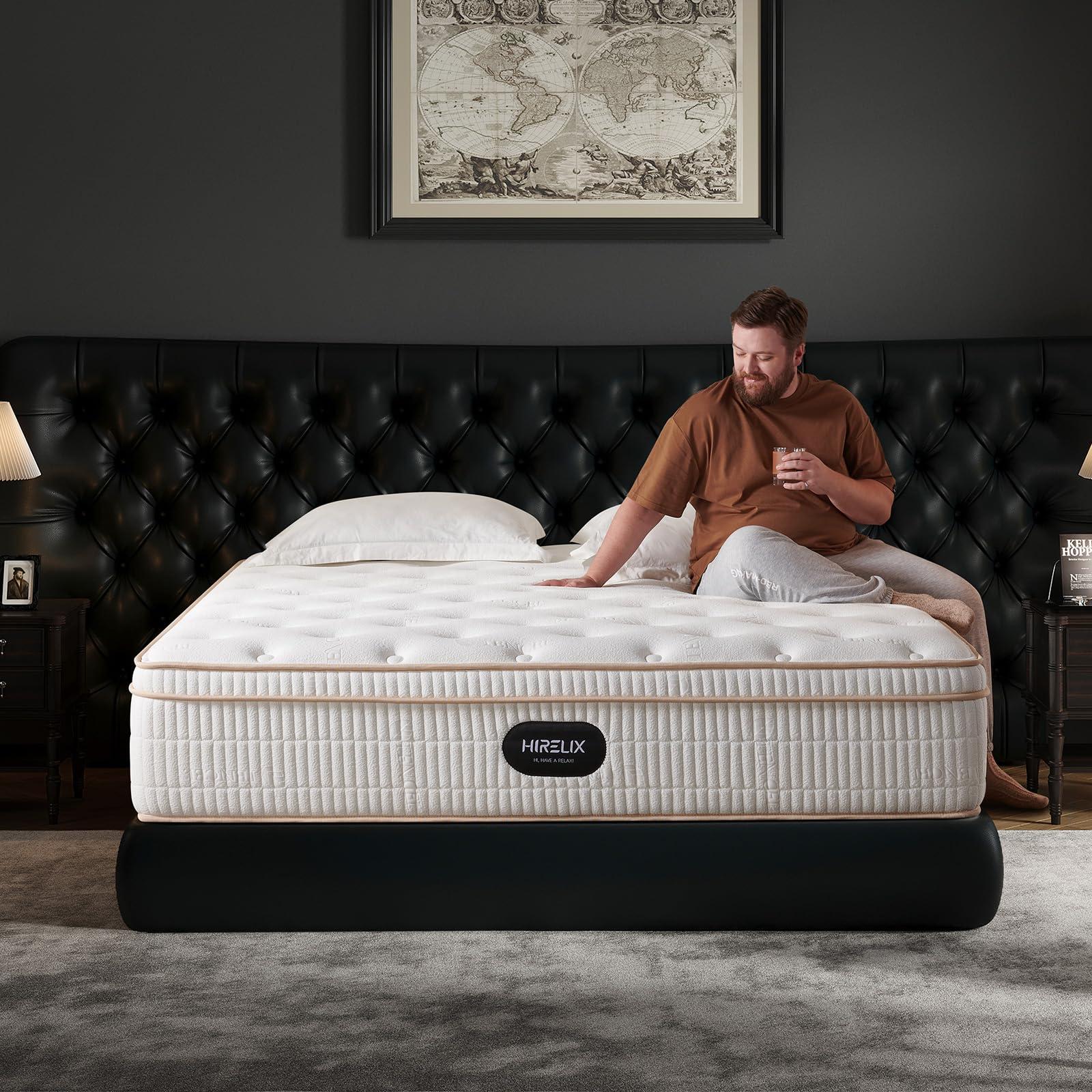HIRELIX 12 Inch Queen Hybrid Mattress, Cooling Gel Memory Foam & Zoned Pocket Coils, Pressure Relief, Motion Isolation, Breathable Bed in a Box, CertiPUR-US Certified