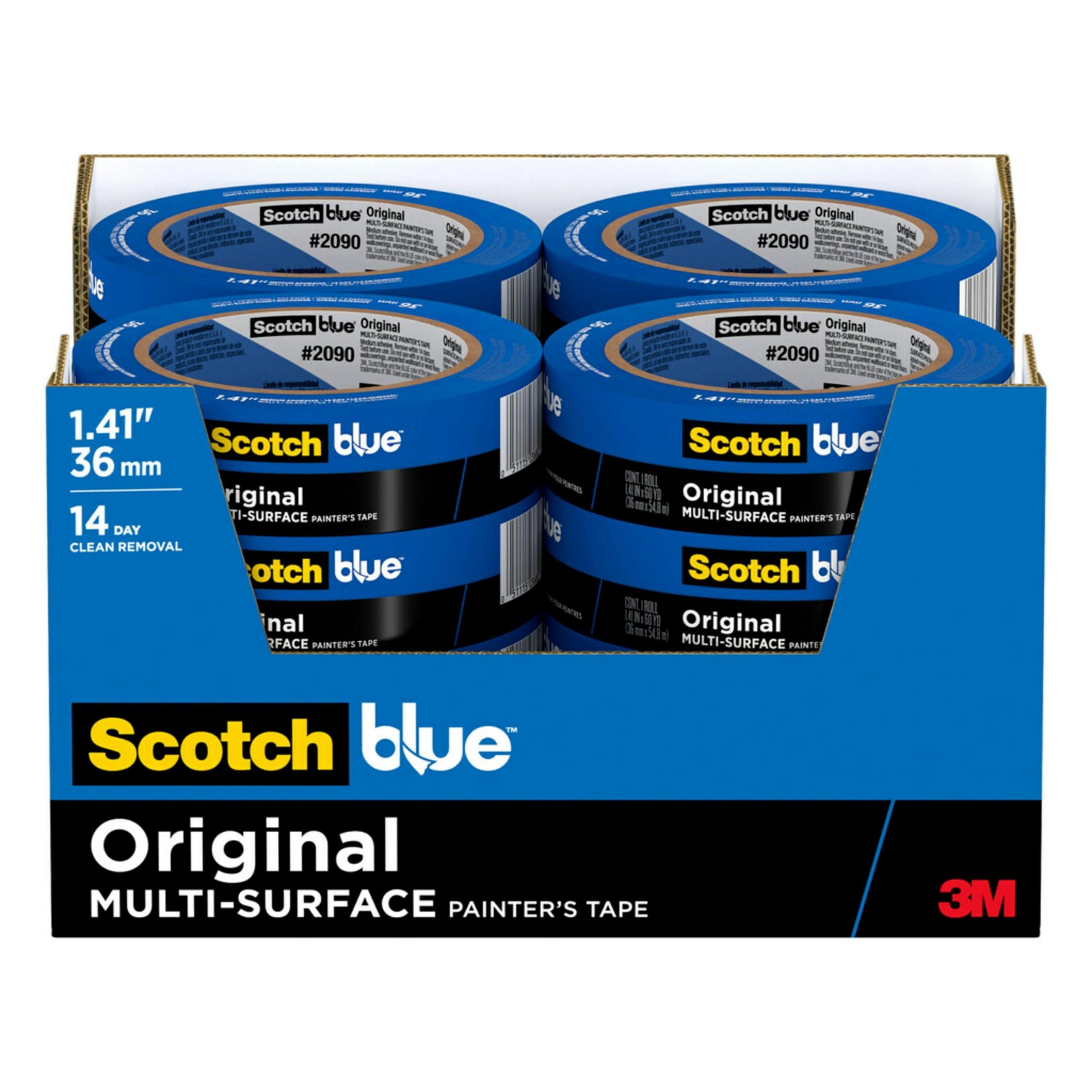 ScotchBlue Original Multi-Surface Painters Tape, 1.5 Inch Wide (1.41 In. x 60 Yds) 16 Rolls, Blue Paint Tape Protects Surfaces and Removes Easily, Masking Tapes for Indoor and Outdoor Use (2090-36EC)