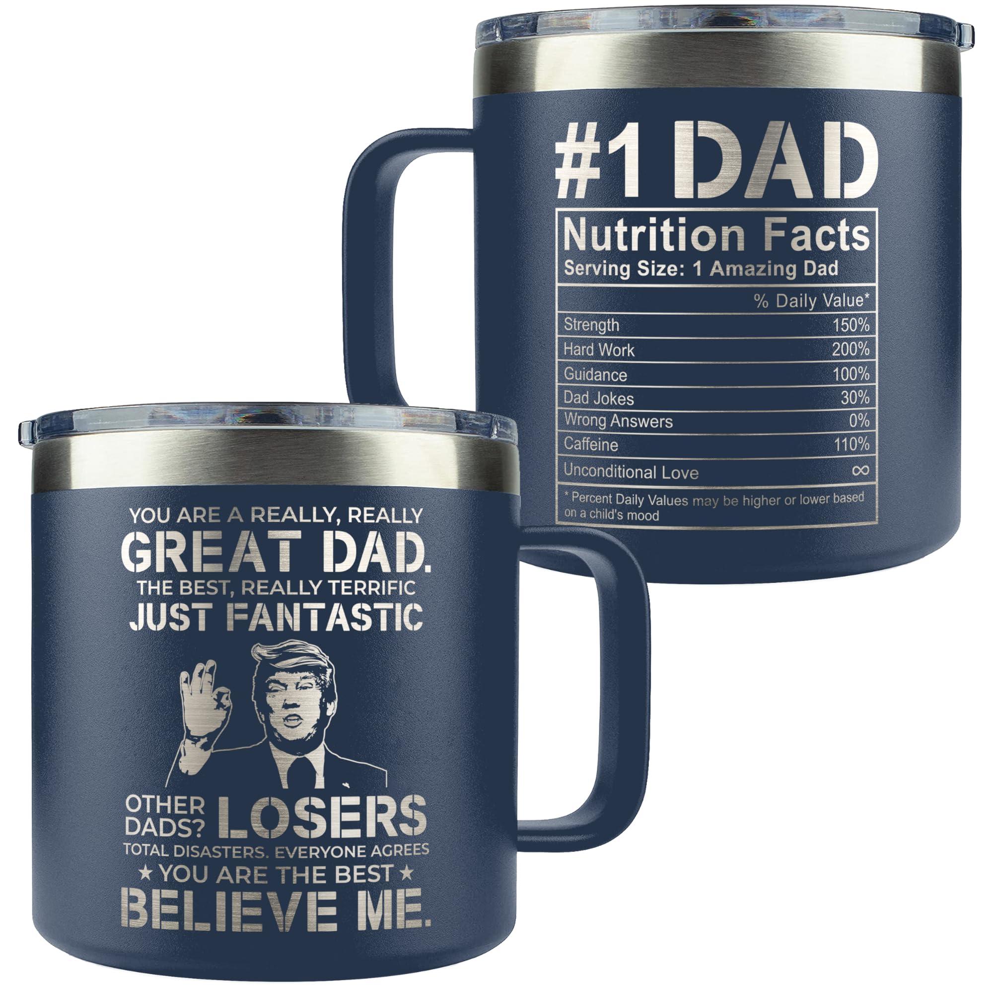 KATLADIZ Gifts for Dad from Daughter, Son, Kids - Fathers Day Gift for Dad - Birthday, Father's Day, Christmas Gifts for Dads - New Papa Daddy Stepdad Father Gift Ideas - 14 Oz Navy Coffee Mug