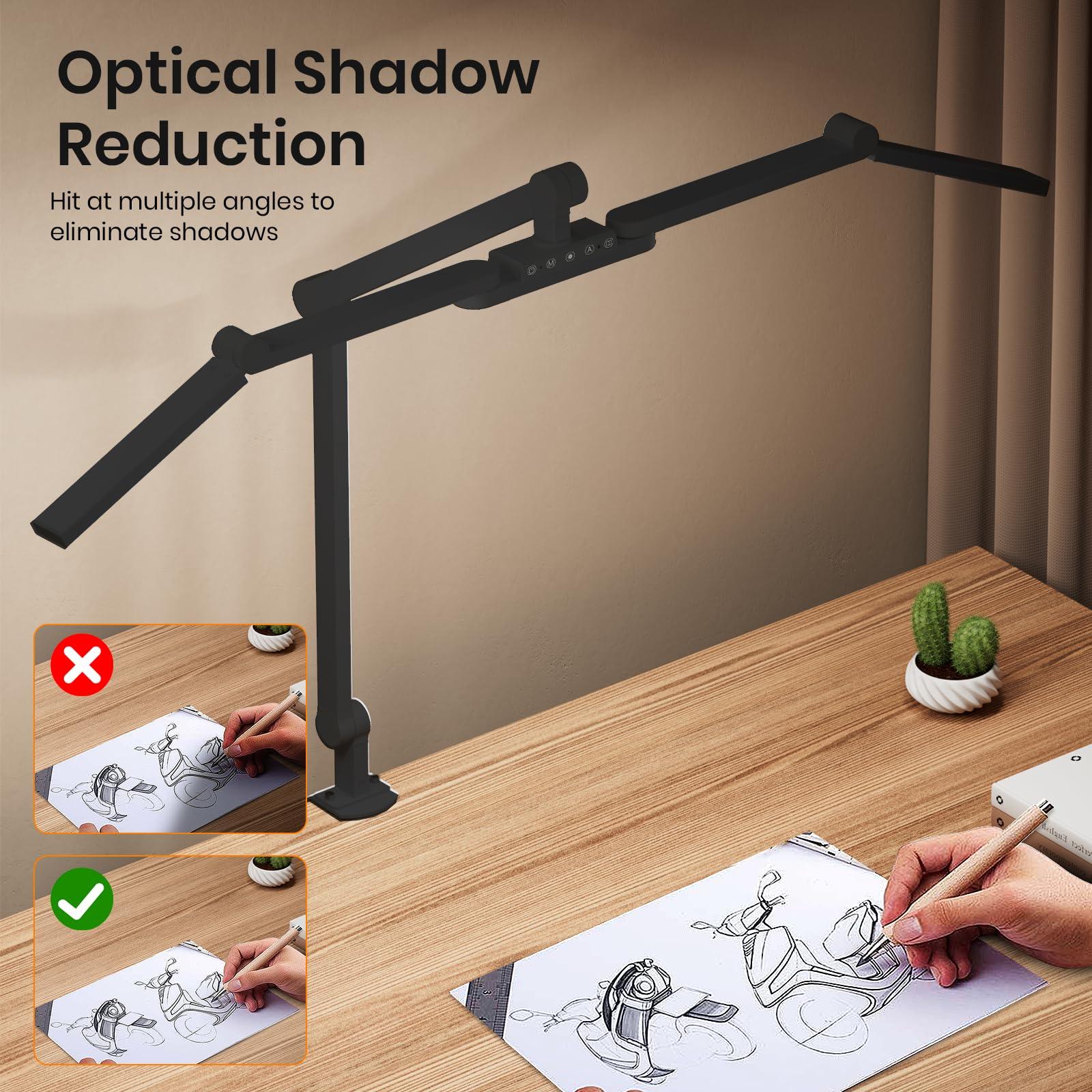 Ultra Bright Architect Desk Lamp with Clamp,Transformable LED Desks Lamp for Home Office,Tall Overhead Led Desk Light[41" Long Dimmable Light Bar],24W Auto Dimmable Desks Lights for Drawing Hobby Use - Image 5