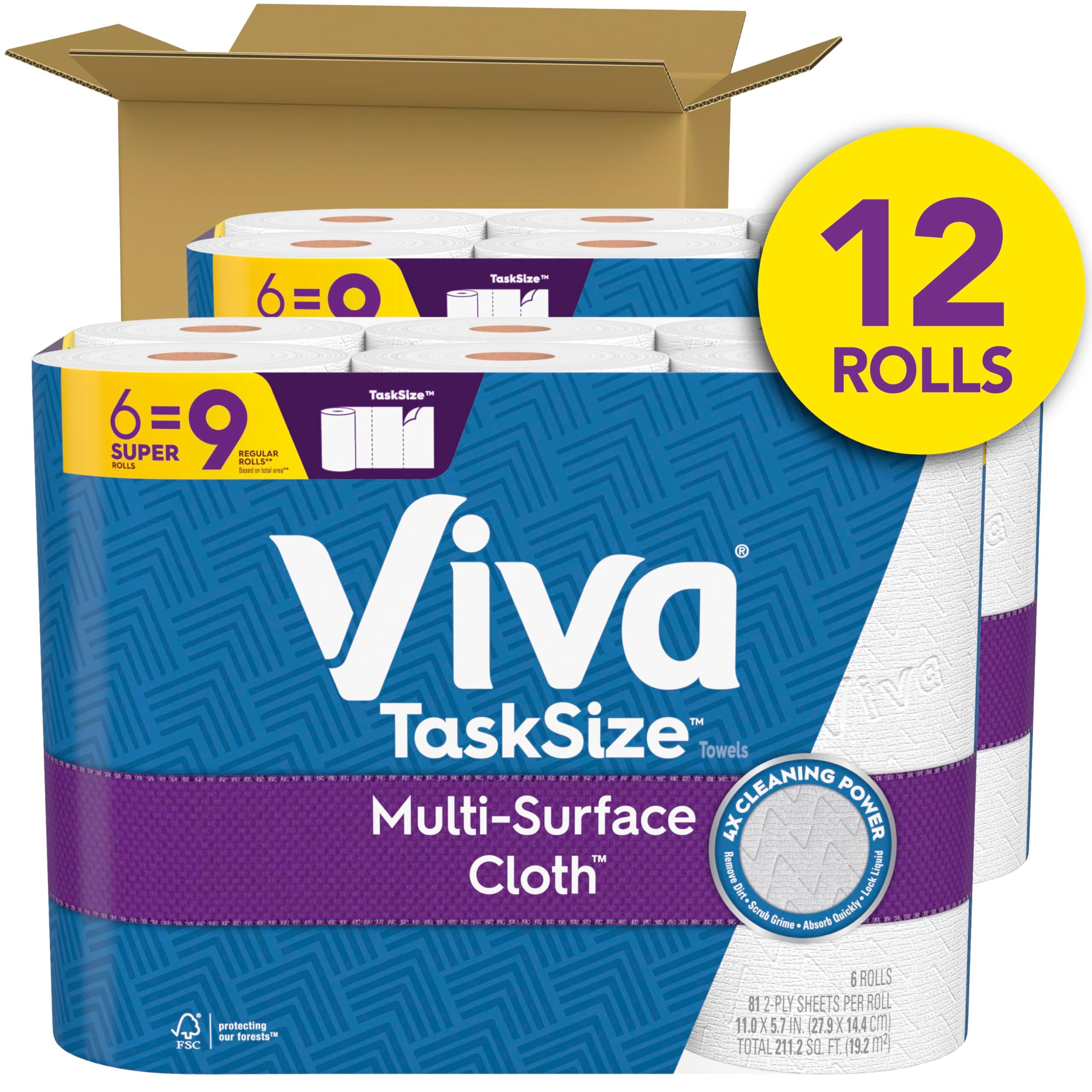 Viva Multi-Surface Cloth Paper Towels, Task Size - 12 Super Rolls (2 Packs of 6) - 81 Sheets Per Roll - Image 2