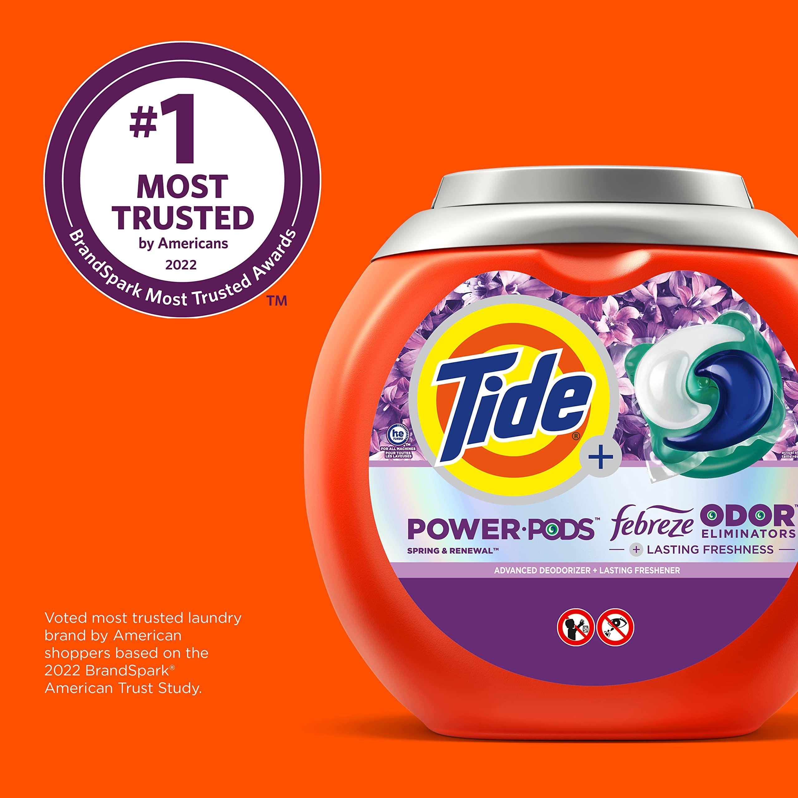 Tide Power Pods Laundry Detergent Pacs with Febreze 32 Count Spring & Renewal Scent Febreze Freshness with Odor Eliminators - Image 6