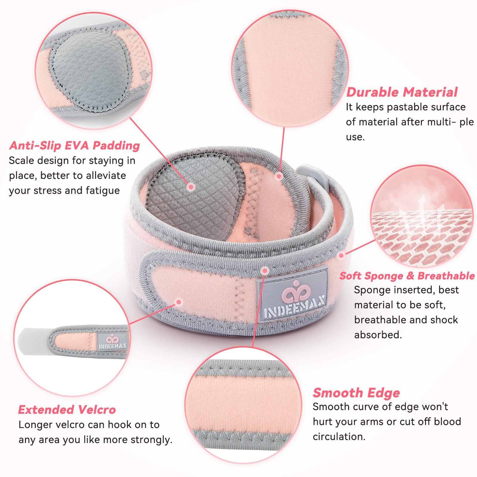 INDEEMAX Elbow Brace for Tendonitis and Tennis Elbow Strap for Women Men, 2 Pack Golfers Elbow Brace Counterforce Band with Compression Pad, Effective Tendon Pain Relief, Pink - Image 5