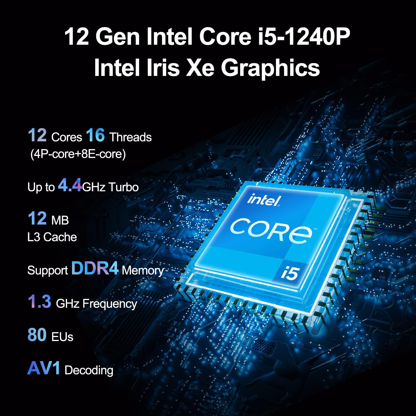 (ASUS NUC) Intel NUC 12 Pro Mini Desktop Computer, Intel Core i5-1240P Mini PC(12C/16T, Up to 4.4GHz) 16GB DDR4 RAM & 512GB PCIe 4.0 NVMe SSD,Iris XE Graphics, WiFi6E/BT5.3/8K/Windows 11 Pro - Image 2