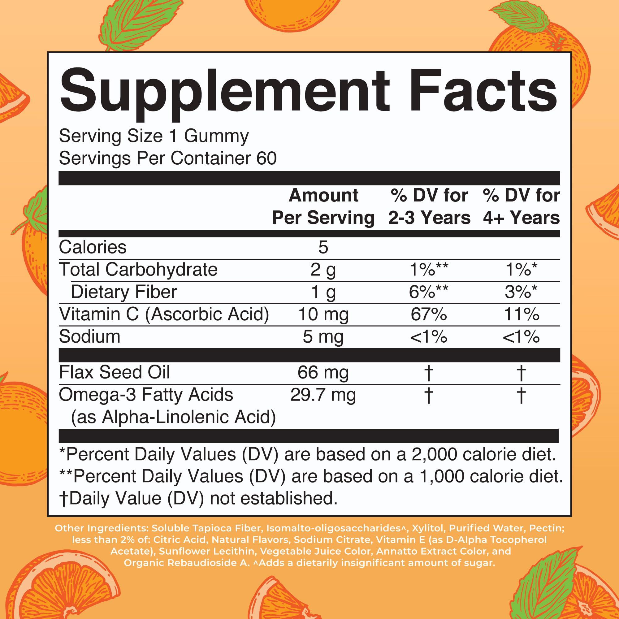 MaryRuth Organics Vegan Omega 3 Gummies for Kids 2+, 2 Month Supply, Sugar Free, Omega 3 Supplement with Vitamin C, Flaxseed Oil, Immune Support, Essential Nutrient ALA, No Fish Taste, 60 Count - Image 2
