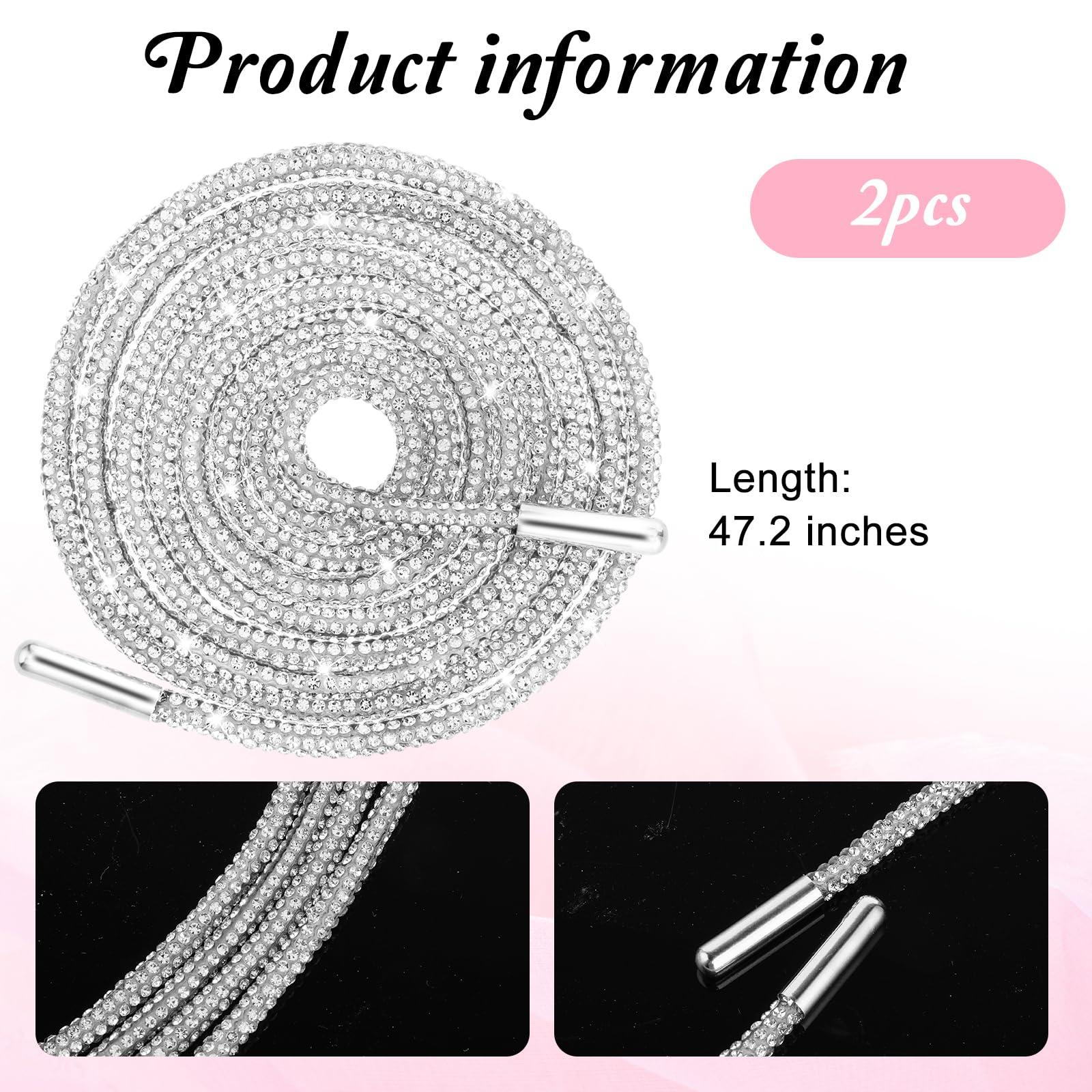 Teaaha 1Pairs (2 laces) Rhinestone Shoe Laces, Rhinestone Glitter Rope Rhinestone Laces Bling Shoe Laces, Bling Hoodie String - Image 2
