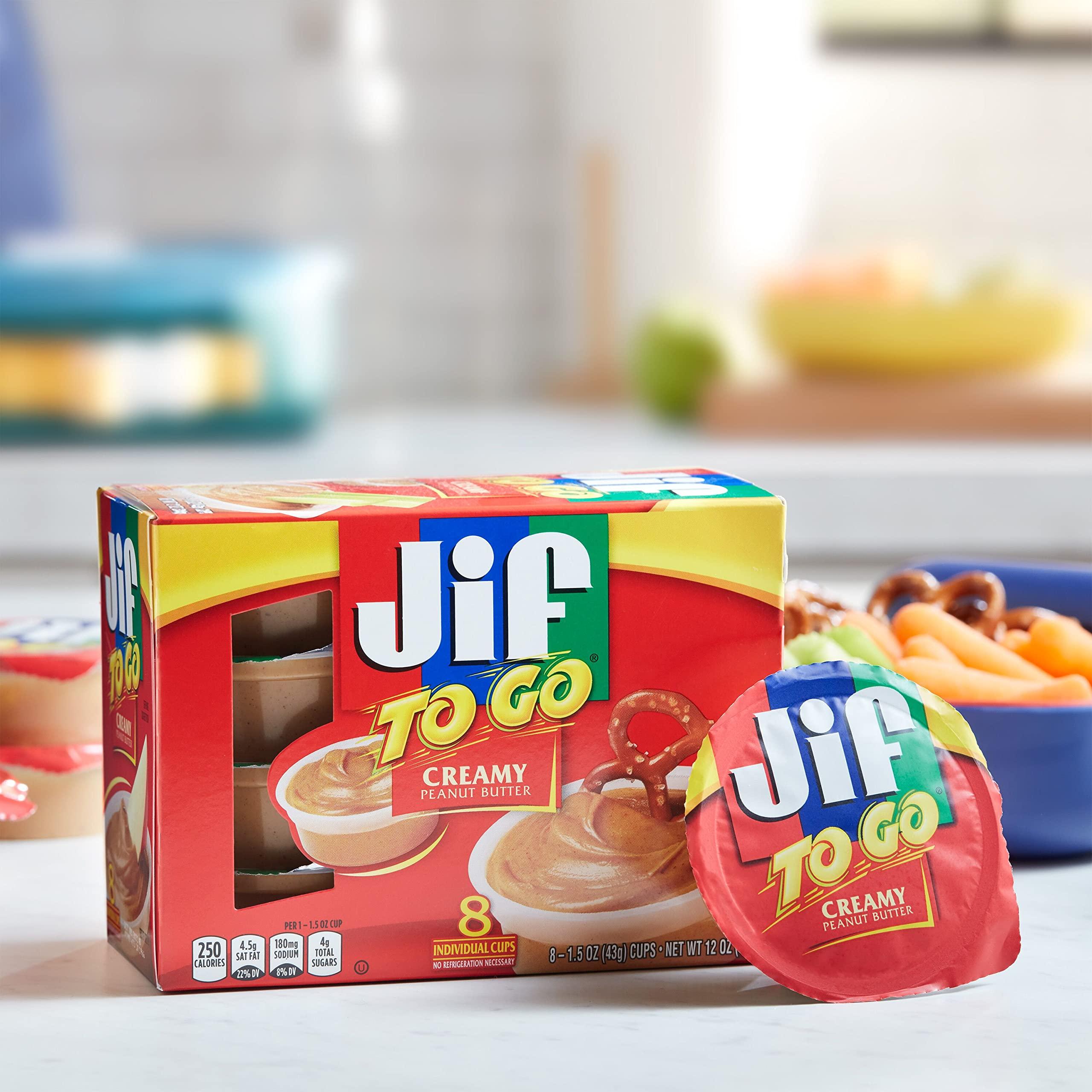 Jif To Go Creamy Peanut Butter, 8- 1.5 Ounce Cups, Smooth and Creamy Texture, Snack Size Packs - Image 7