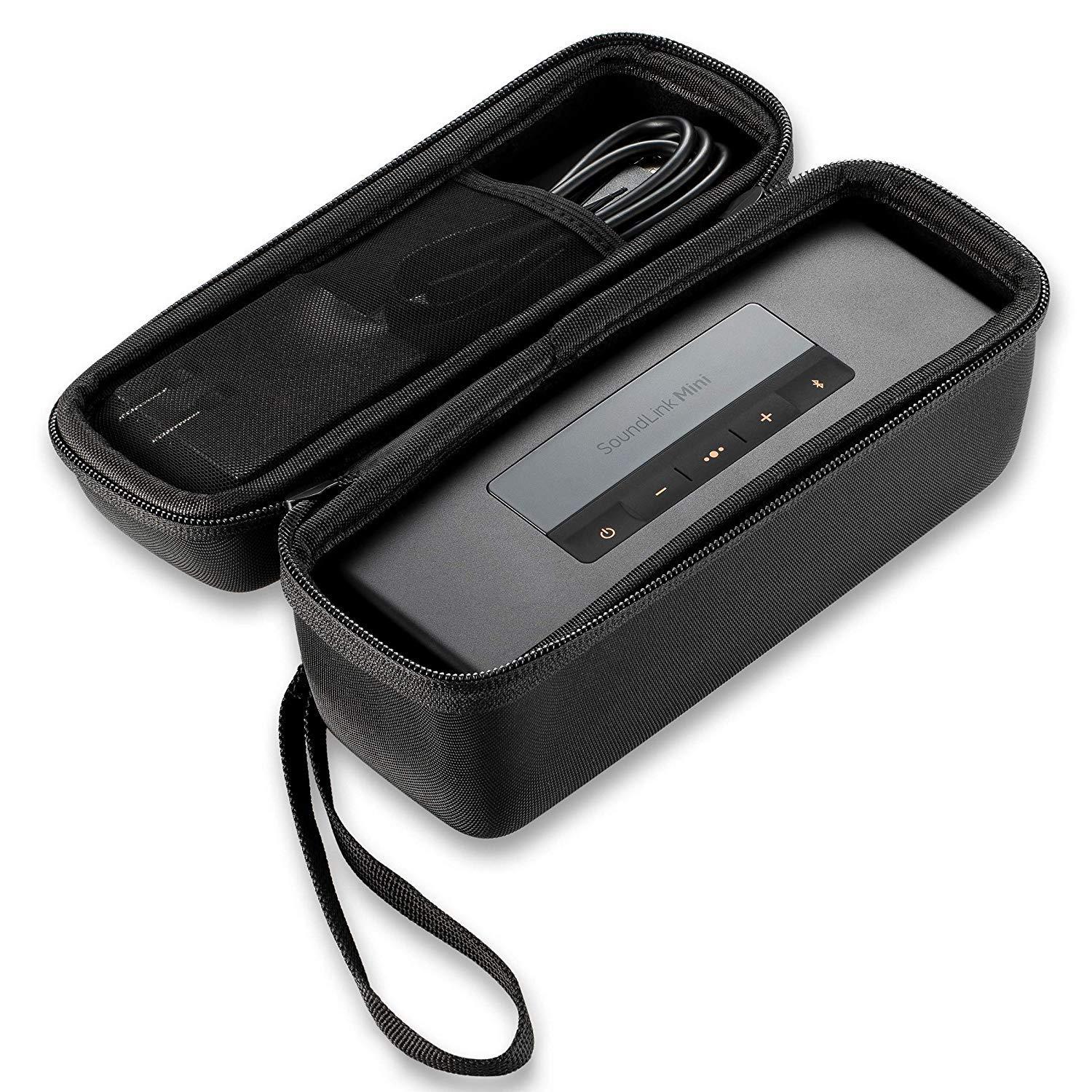 Caseling Hard Case Fits Bose soundlink Mini II (1 and 2 Gen) and JBL Flip Portable Wireless Speaker & Charger/Cable Accessories - Fits with The Bose Silicone Soft Cover - Storage Carrying Travel Bag