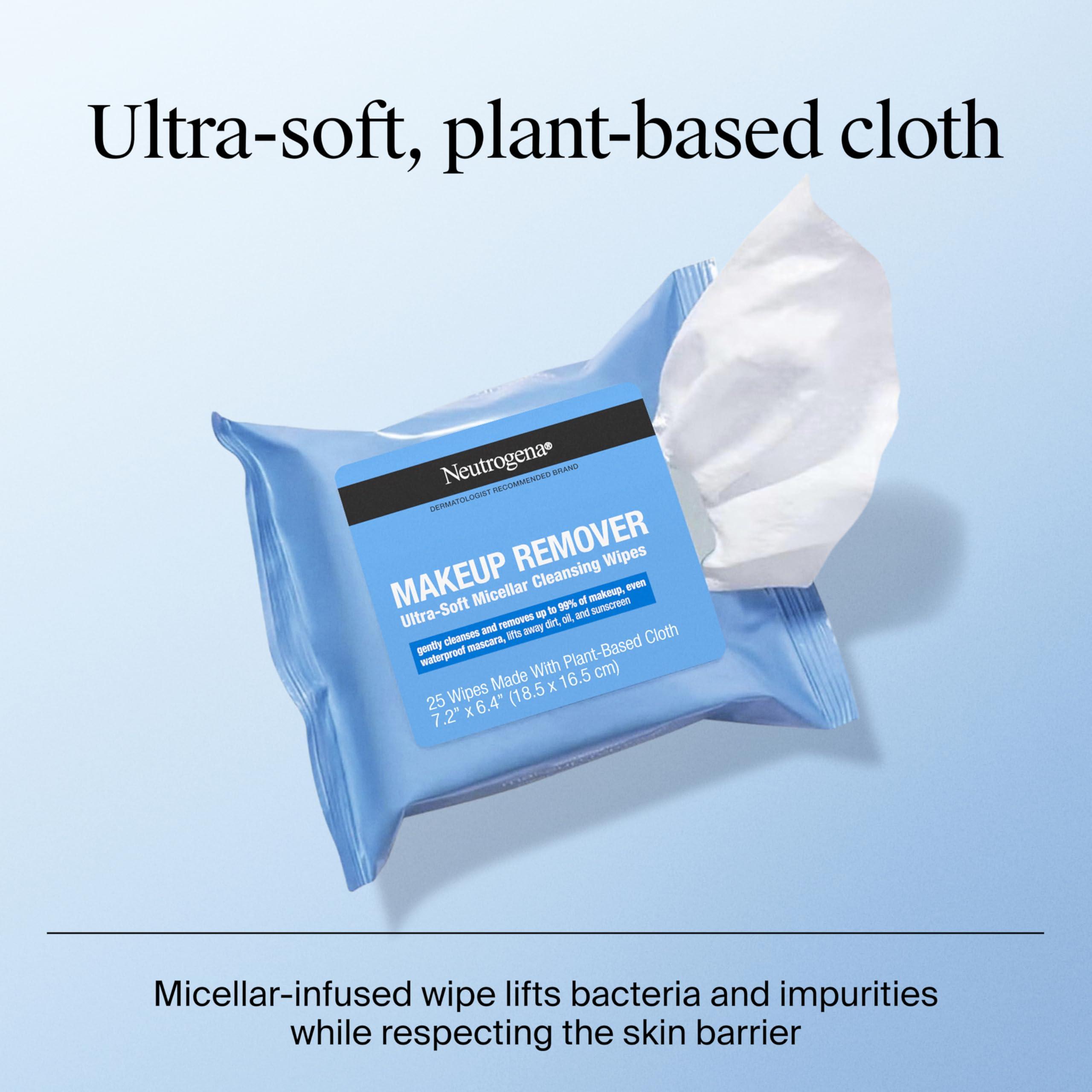 Neutrogena Makeup Remover Wipes, Daily Facial Cleanser Towelettes, Gently Cleanse and Remove Oil & Makeup, Alcohol-Free Makeup Wipes, 2 x 25 ct - Image 7