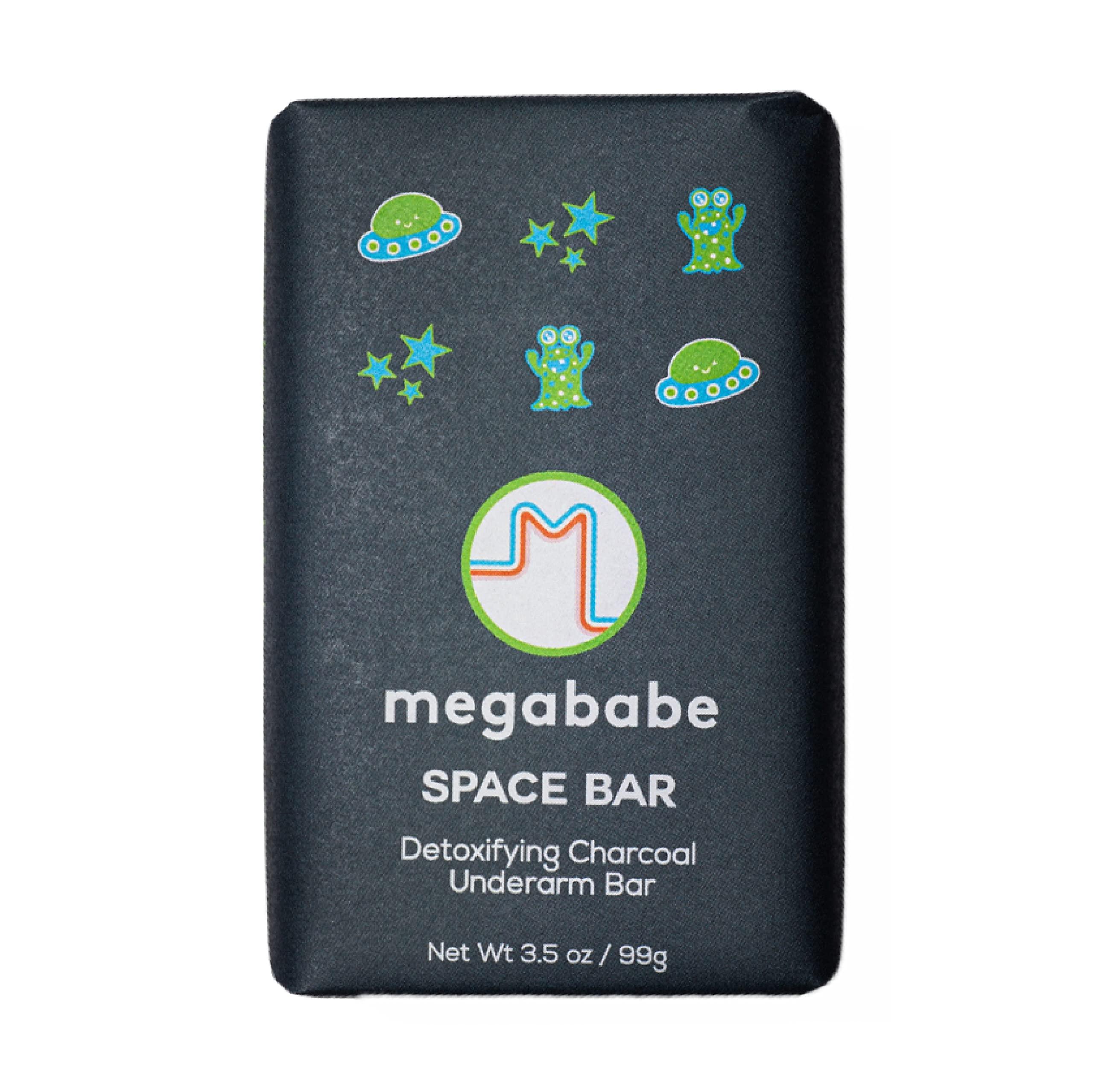 Megababe Underarm Bar Soap - Space Bar | With Detoxifying Charcoal for Odor Control | 3.5 oz