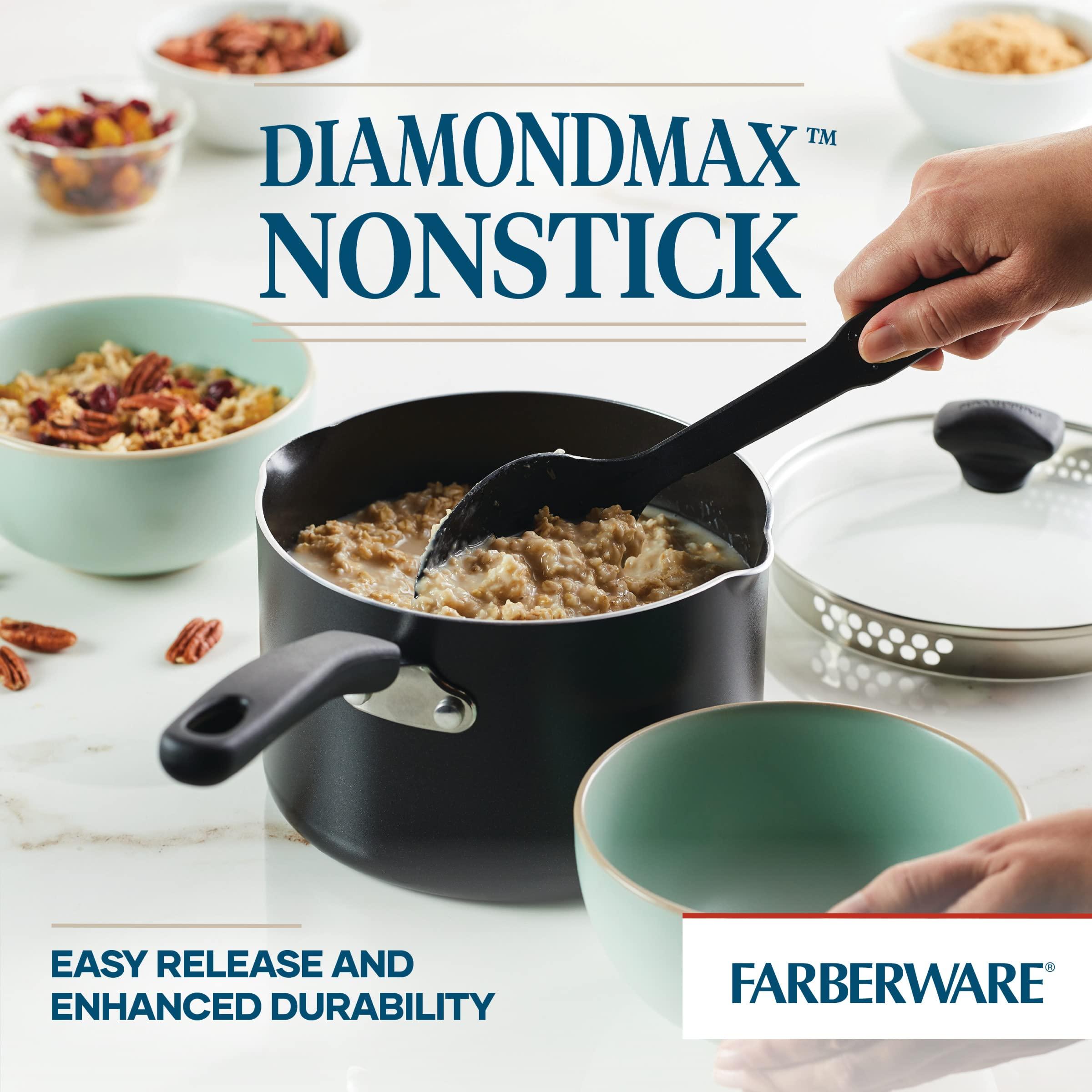 Farberware Cookstart DiamondMax Nonstick Straining Saucepan, Dishwasher Safe, 3 Quart, Black - Image 6