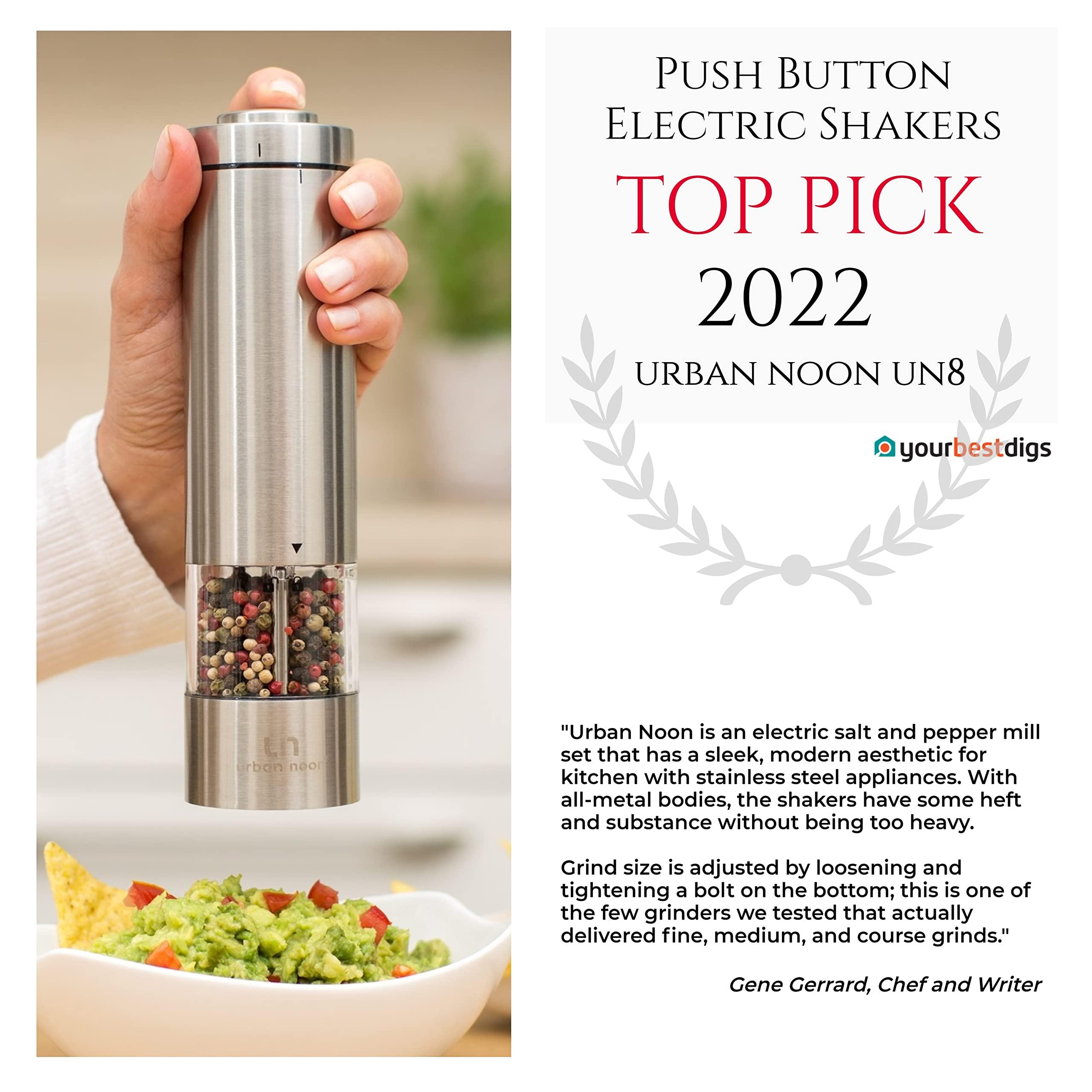 Electric Salt and Pepper Grinder Set - Battery Operated Stainless Steel Mill with Light (2 Mills) - Automatic One Handed Operation - Electronic Adjustable Shakers - Ceramic Grinders - Image 4