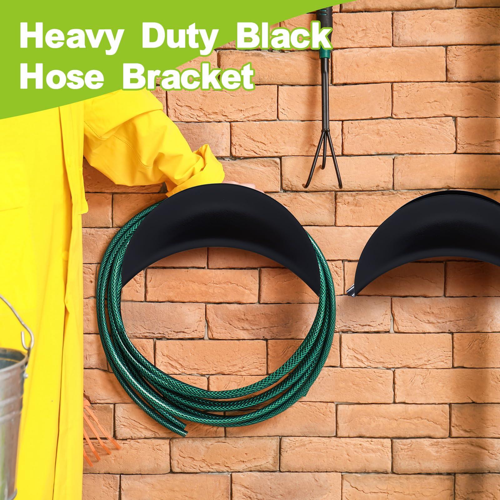 Thyle 6 Pcs Garden Hose Holder Heavy Duty Water Hose Holder Wall Mount Metal Rustproof Black Rack Storage Organizer Brackets for Outside Garden Yard Lawn - Image 5