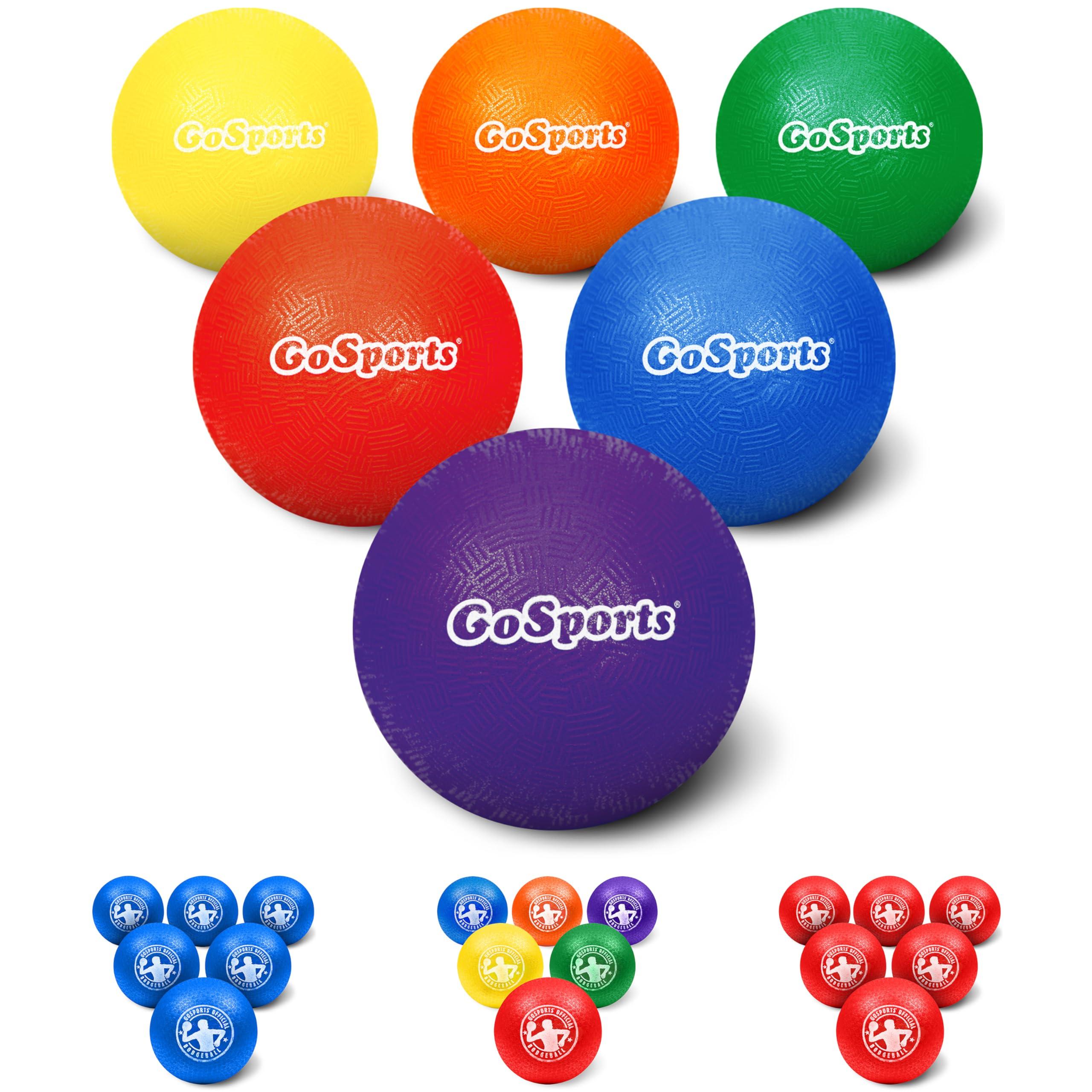 GoSports Inflatable Dodgeballs - Choose 5 Inch or 7 Inch No Sting Balls - Set of 6 Includes Ball Pump & Mesh Bag