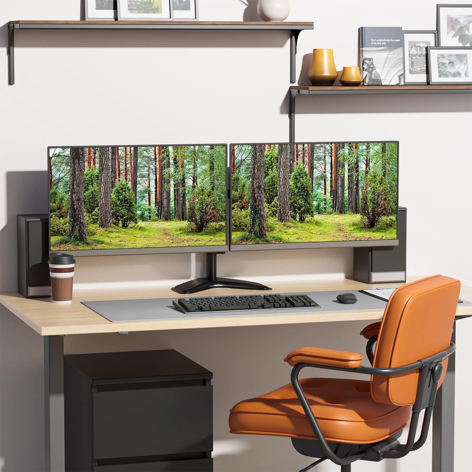 WALI Dual Monitor Stand for Desk, Monitor Stands for 2 Monitors up to 27 inch, Dual Monitors Mount Fits up to 22lbs, Free Standing Full Motion Dual Monitors Arm for Desk (MF002), Black - Image 6