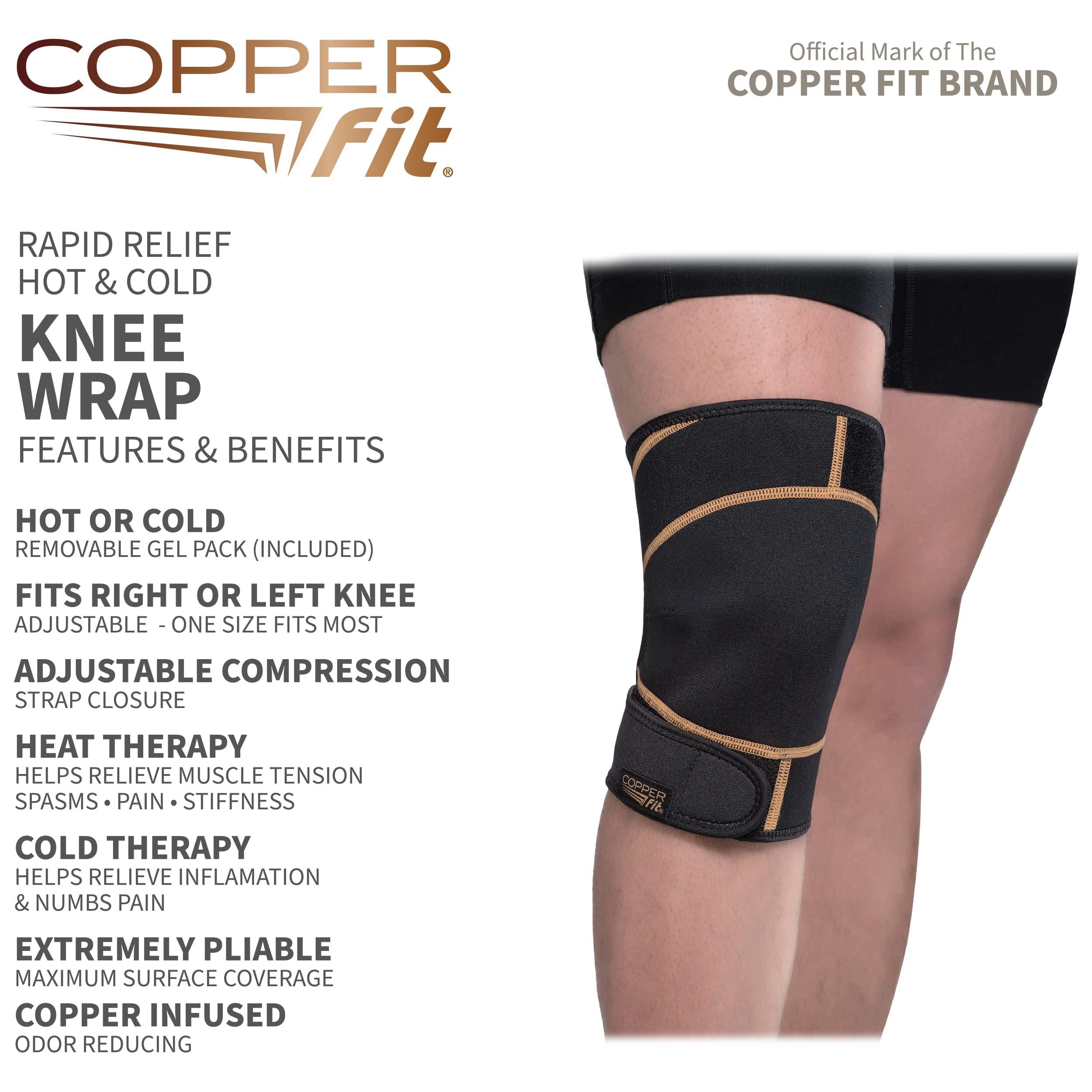 Copper Fit unisex adult Rapid Relief Knee Wrap with Hold/Cold Therapy Abdominal Support, Black, Adjustable - Image 3
