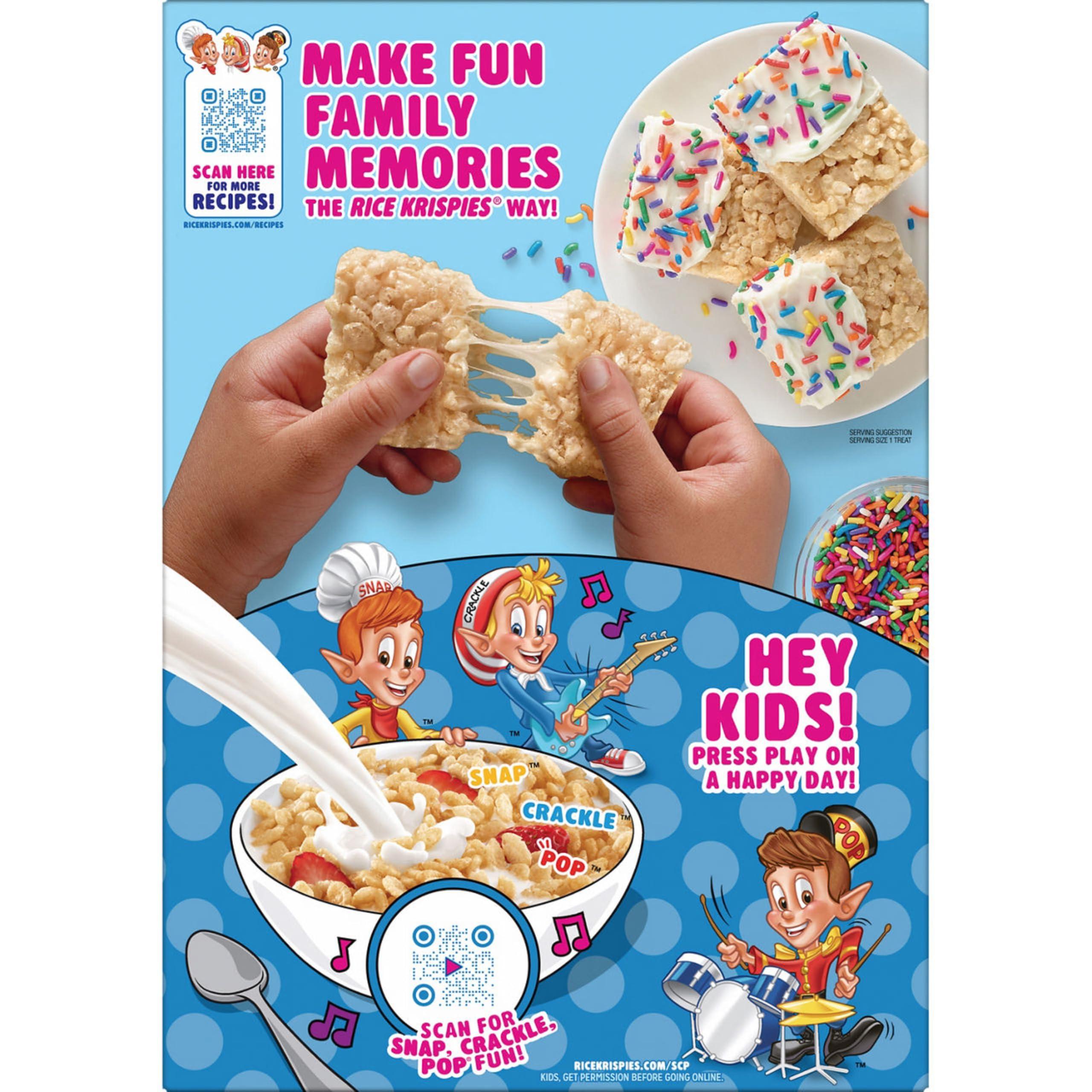 Kellogg's Rice Krispies Cold Breakfast Cereal, 8 Vitamins and Minerals, Rice Krispies Treats, Giant Size, Original, 24oz Box (1 Box) - Image 9