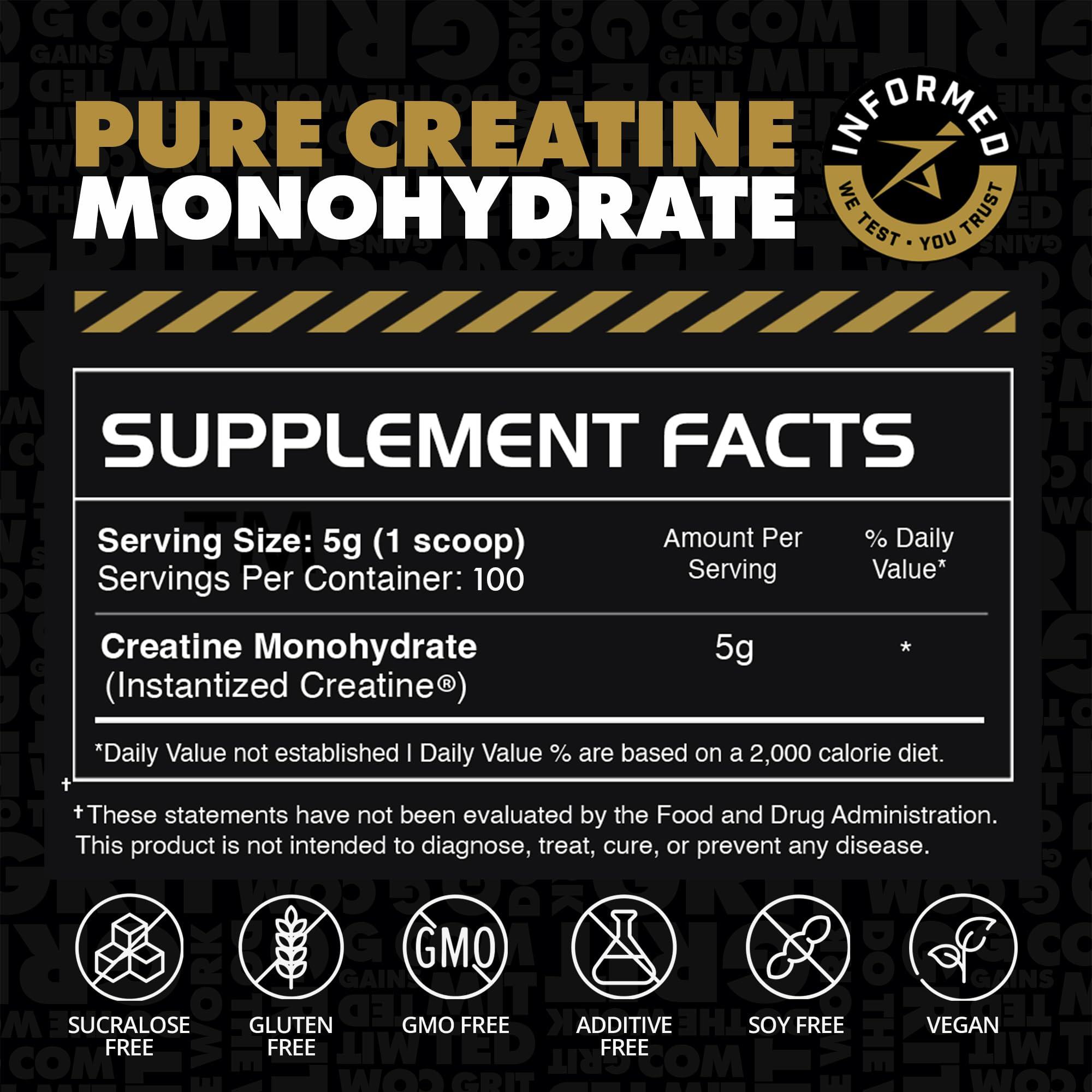 Gains in Bulk Instantized Creatine Monohydrate for Women and Men, Soluble Pre Workout Powder, Supports Muscle Building, Strength and Performance, Bodybuilding Supplements, Unflavored, 100 Servings - Image 6