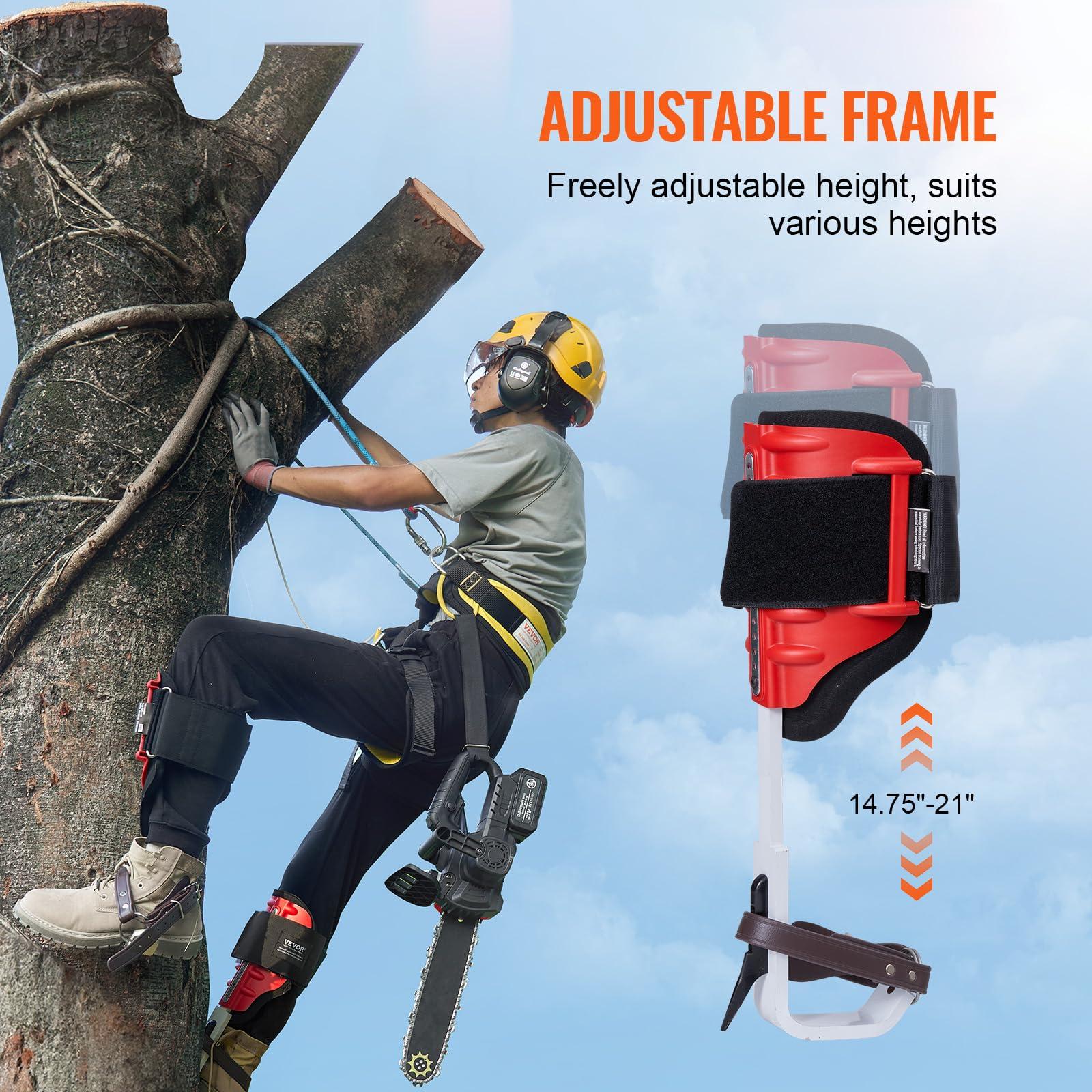 VEVOR Tree Climbing Spikes, 1 Pair Climbing Spurs, 350lbs Load Capacity Tree Climbing Gear with Straps and Spike Protectors, Arborist Equipment for Climbers, Hunting, Fruit Picking - Image 6