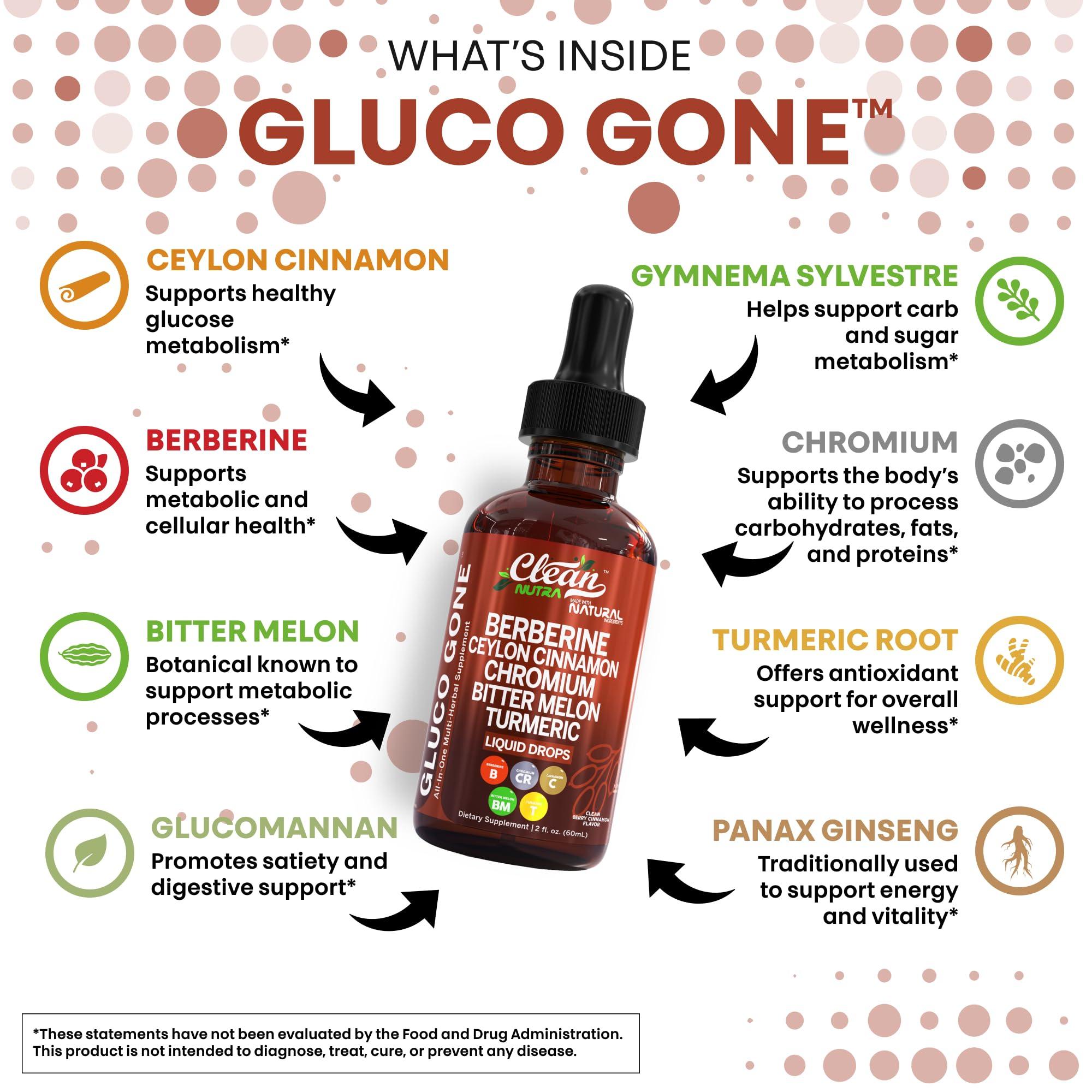 Clean Nutra Berberine with Ceylon Cinnamon Supplement Liquid Drops + Bitter Melon Extract, Glucomannan, Gymnema, Chromium, Turmeric, Organic Panax Ginseng, Moringa GLP-1 Support - Image 3