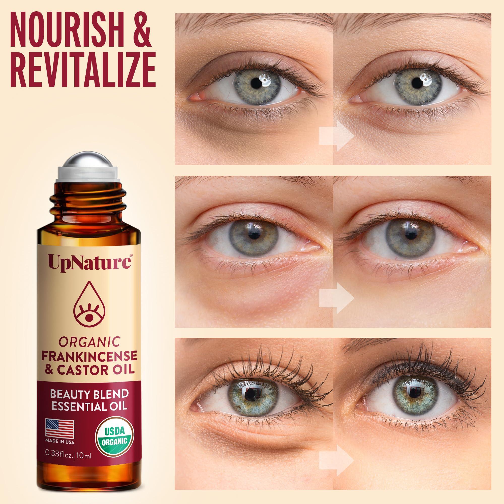 UpNature Beauty Essential Oil Blend Roll On - 100% Organic Castor Oil & Frankincense for Face - Wrinkles Dark Circles Under Eye Roller Ball Rollerball - Image 3