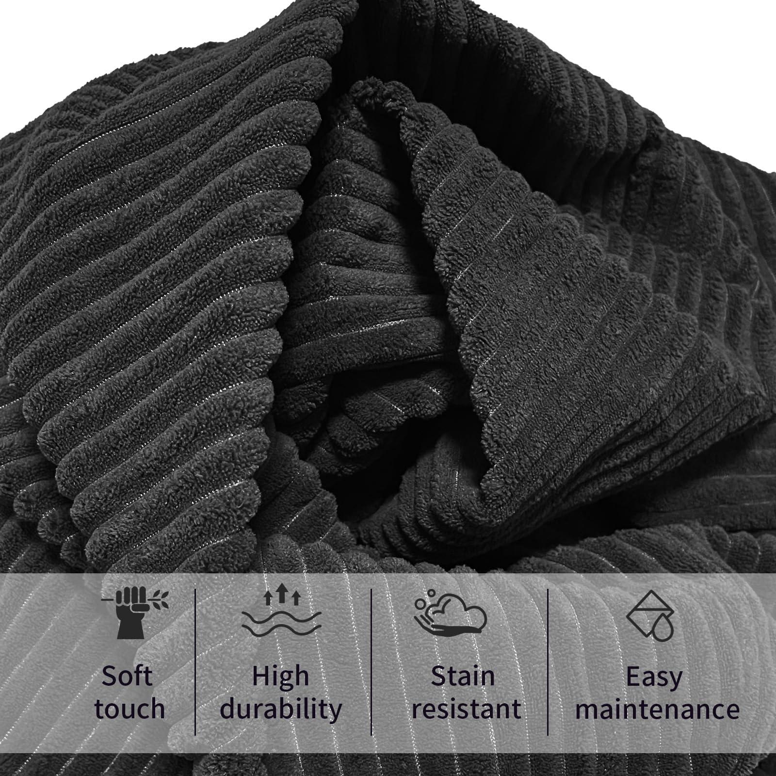 Anuwaa Bean Bag Chairs for Adults, 4FT Bean Bag Chairs with Plush Microfiber Removable Cover, Giant Bean Bag Chairs with Memory Foam Big Sofa Bean Bag Chairs for Reading, Gaming Cozy Chair, Black - Image 3
