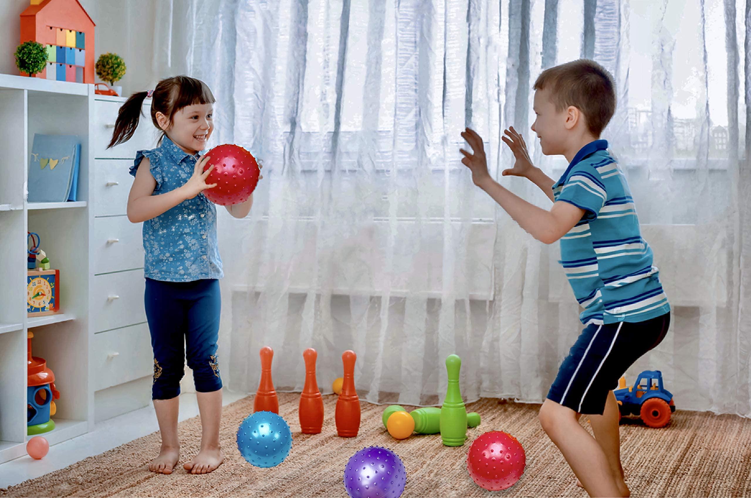 Bedwina Knobby Balls - (Pack of 6) Bulk 7 Inch Sensory Balls and Spiky Massage Stress Balls for Toddlers, with Pump, Fun Bouncy Toddler Balls for Kids Party Favors, Stocking Stuffers - Image 7