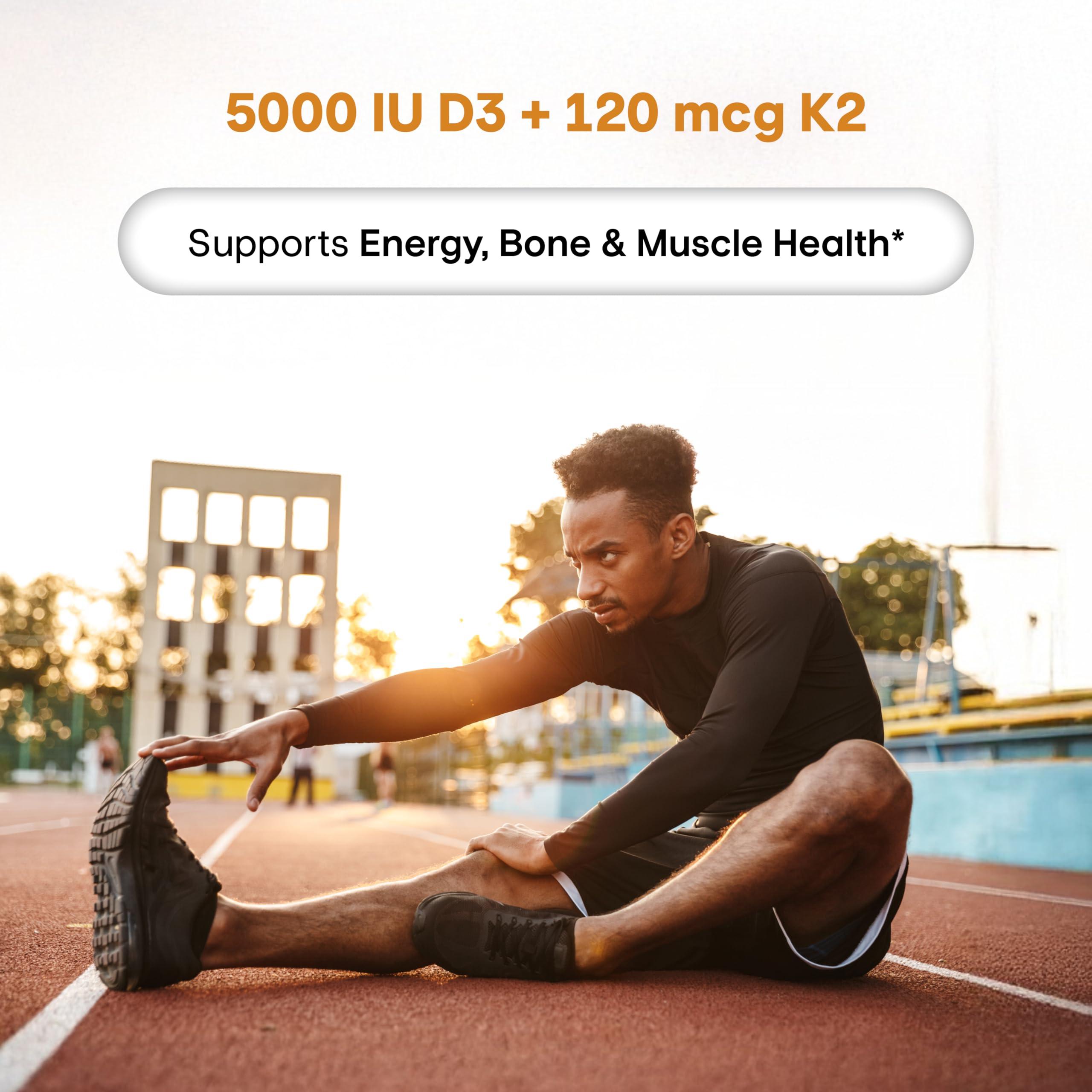 Sandhu's Vitamin D3 K2 Magnesium 5000 IU, 120mcg K2 Capsules 120 Count (Pack of 1) | VIT B6, D3K2, Zinc & Quercetin | Superior Absorption, Supports Energy, Immune, Bone & Muscle Health for Men & Women - Image 4
