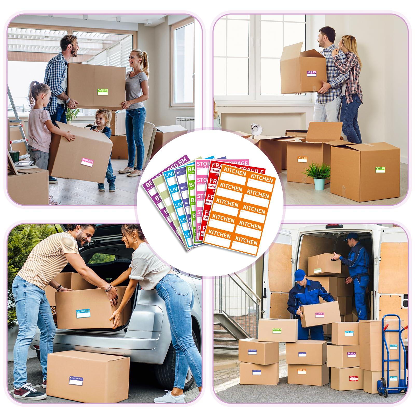 340 Home Moving Labels, 3.4 x 2 inches, 8-Color Coded Packing Box Stickers with Fragile and Blank Customizable Labels - Image 5