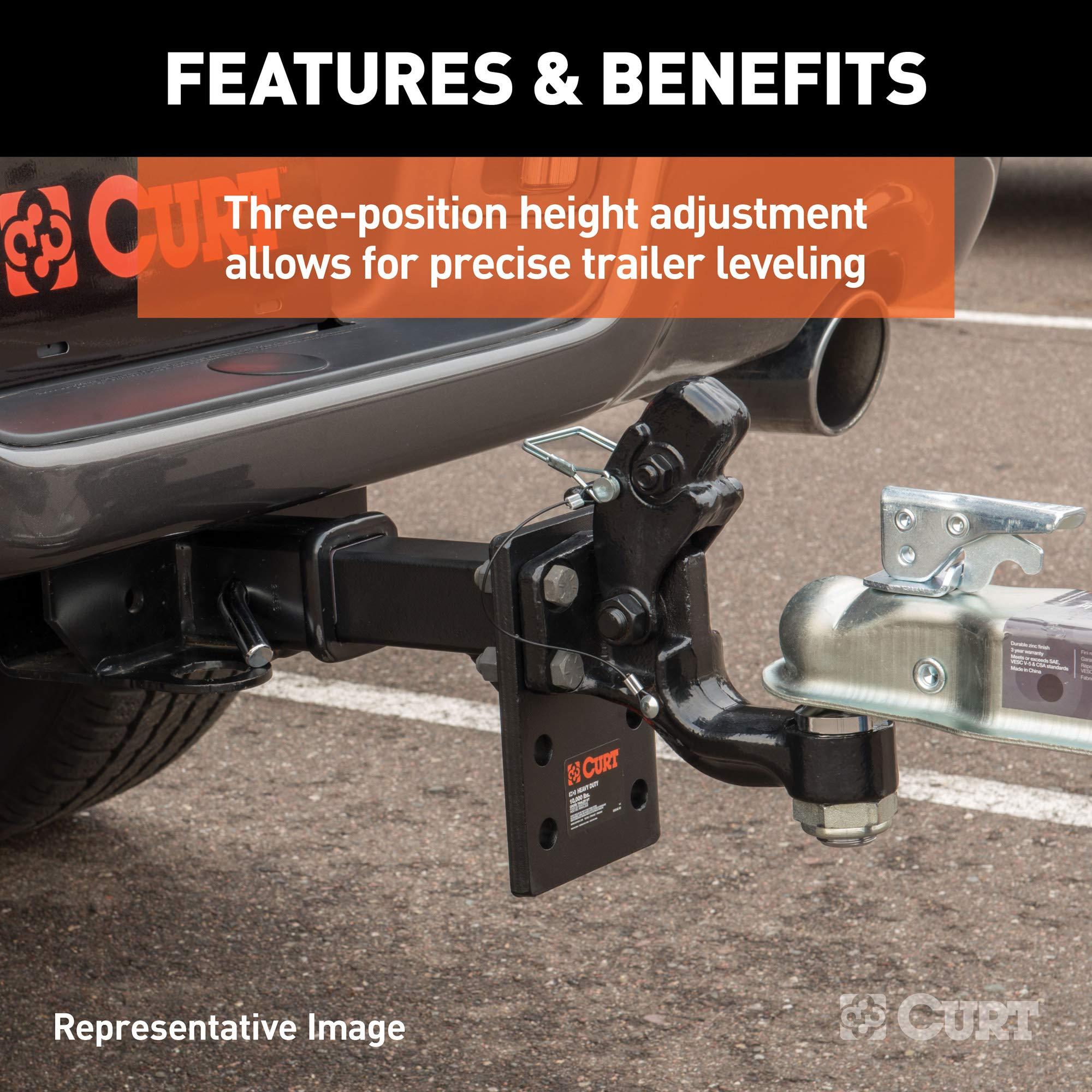 CURT 48329 Adjustable Pintle Mount for 2-1/2-Inch Hitch Receiver, 18,000 lbs, 6-1/2-Inch Drop, 8-Inch Length - Image 5