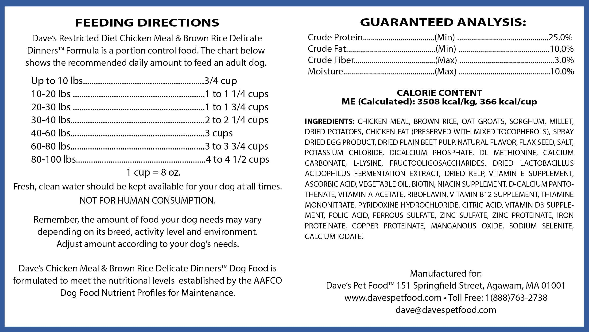 Dave's Natural Pet Food | Restricted Diet Chicken Meal & Brown Rice Dry Dog Food | Solve Food Sensitivities Naturally | Family Owned, Made in USA, for All Life Stages | 4# Bag - Image 4
