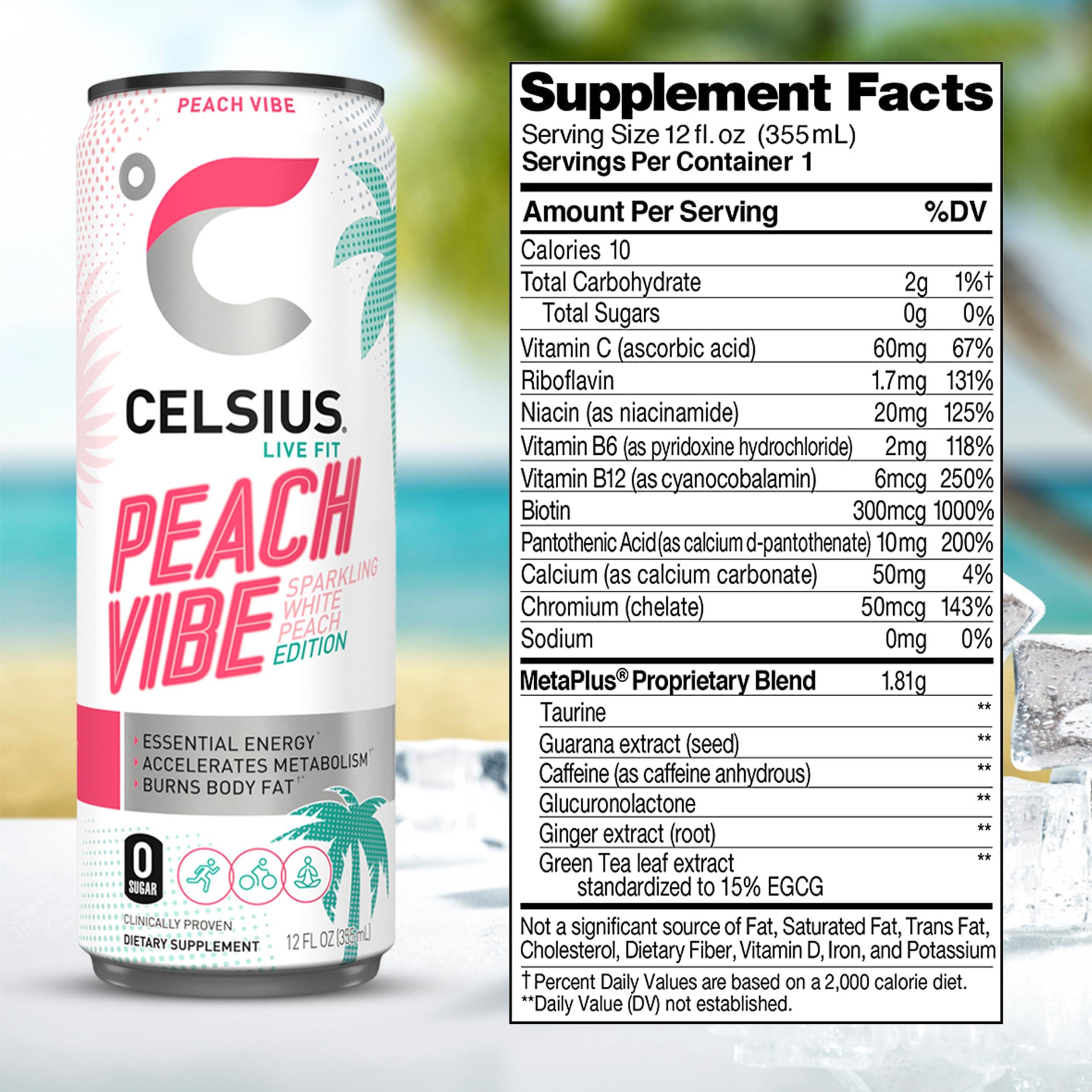 Celsius Sparkling Essential Energy Drink No Sugar or Preservatives 12 fl oz, Slim Cans Assorted Variety 12 Pack, in The Award Box Packaging Combo Box - Image 6