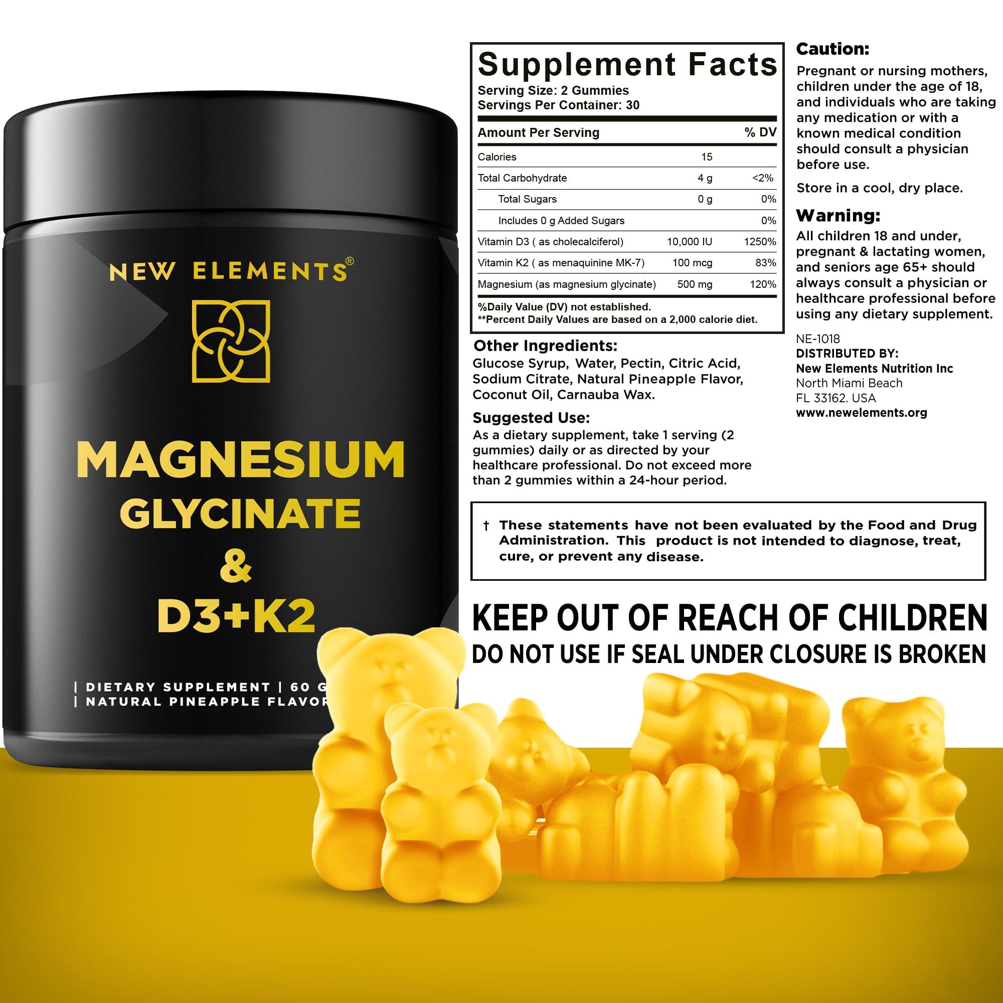 Calm Magnesium Glycinate Gummies 500mg with High-Potency Vitamin D3 10000iu & Vitamin K2 100mcg | Stress Relief, Relaxation & Bone Support for Adults | Vegan, Non-GMO, Gluten-Free, Pineapple Flavor - Image 4
