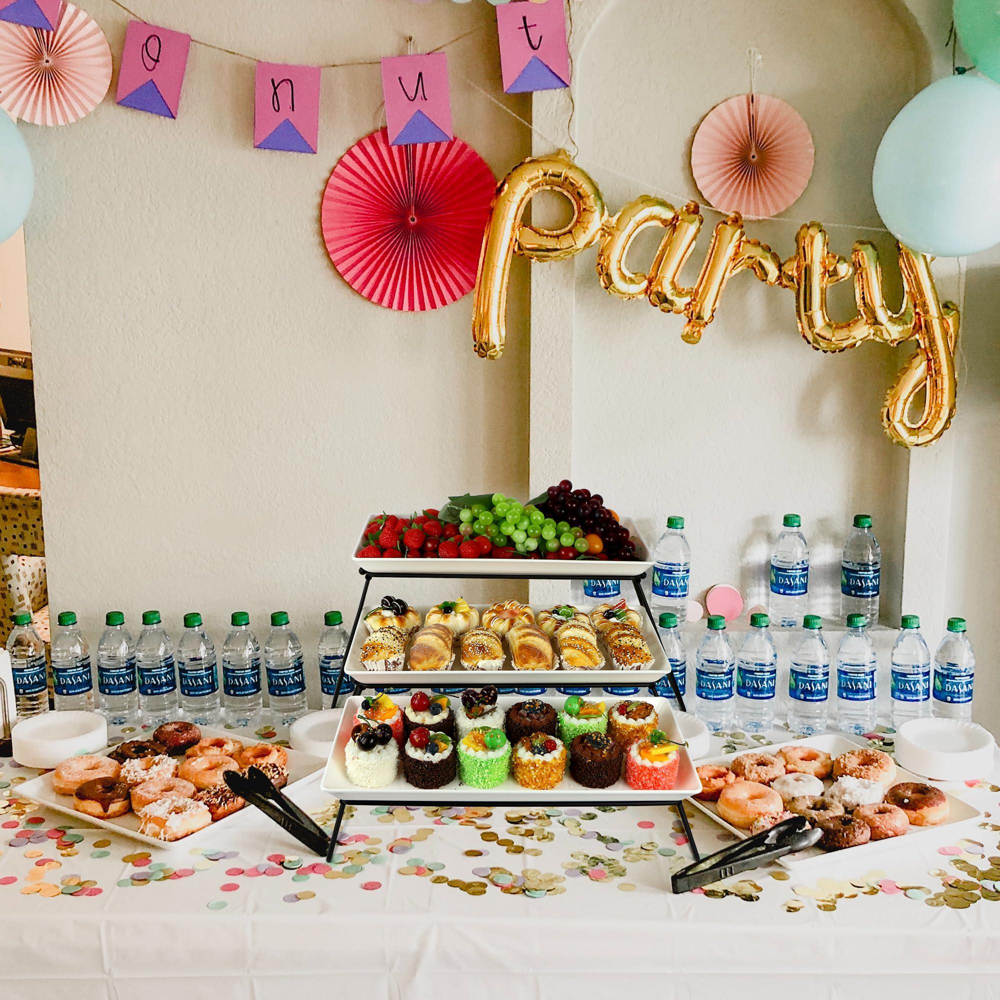 Czlizdyt Extra Large 3 Tier Serving Tray Set, 24x22x9.7 inch Cupcake Fruit Cookie Dessert Table Display Stands Melamine Tiered Platters Food Trays for Party Buffet Entertaining, White - Image 7