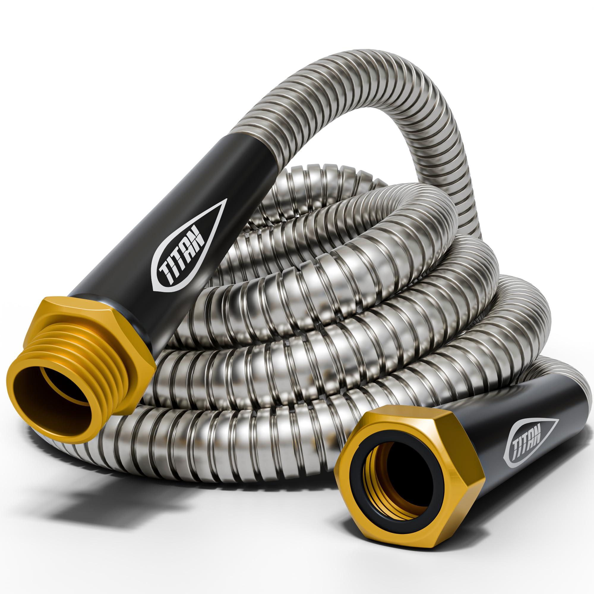 TITAN Garden Hose 75FT - 304 Stainless Steel Metal Water Hose, Flexible, Kink-Free, Lightweight, Durable, Crush Resistant Fittings, Easy to Coil, 500 PSI - Image 8
