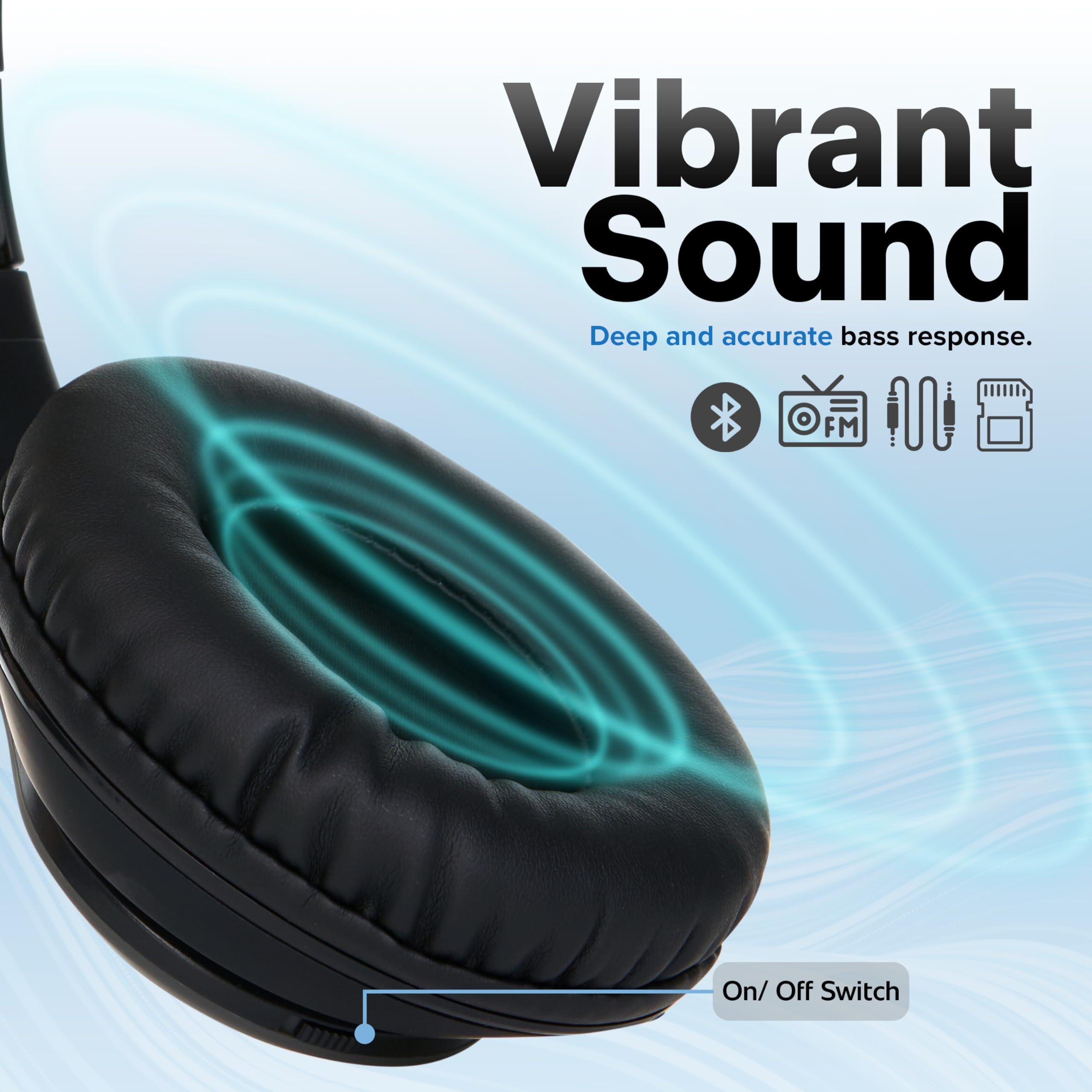 iJoy Bluetooth Headphones Over Ear, Wireless and Wired Foldable Headset Built-in Microphone - (Stealth) Adults Kids Men Women - Audifonos Auriculares Inalambricos - Image 2