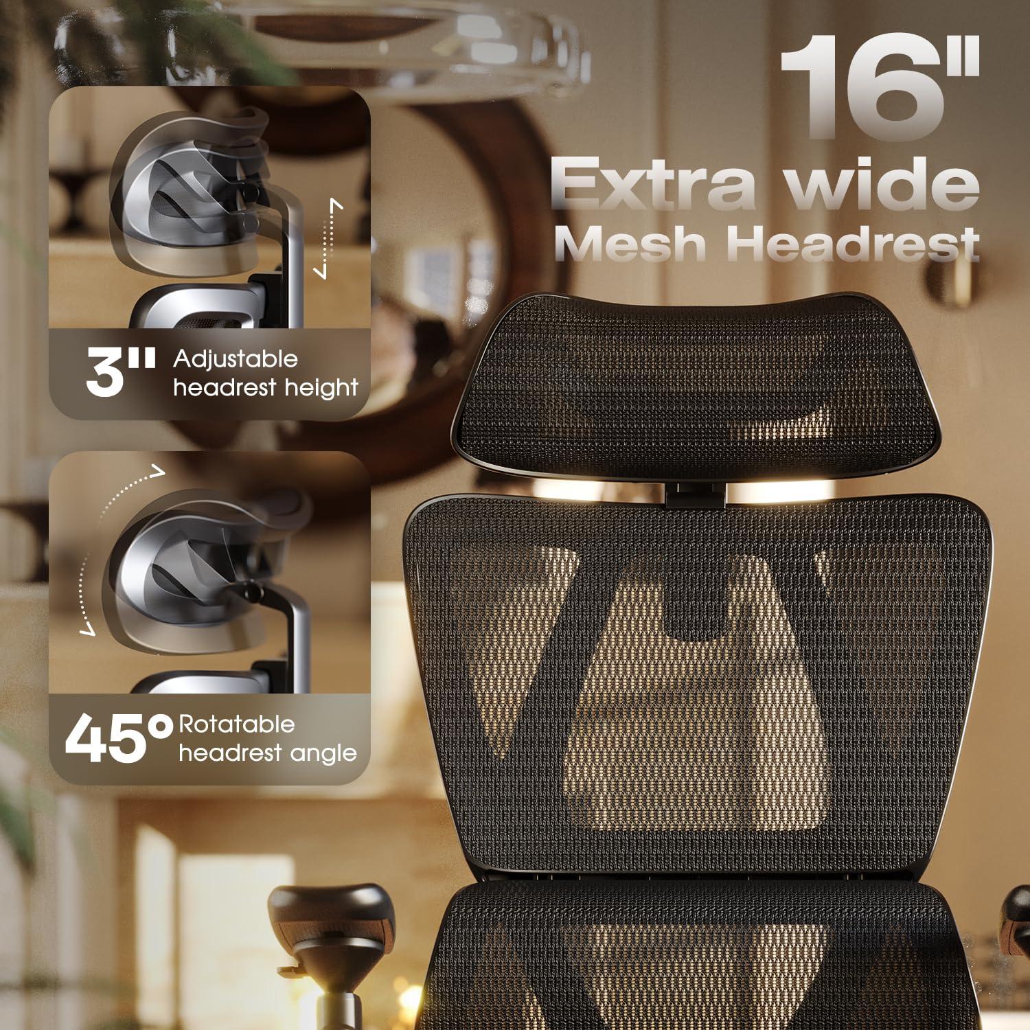 ELABEST T11 Ergonomic Office Chair,High Back Desk Chairs with Separate Lumbar Support,Magic Armrests,Adjustable Wide Headrest,Comfy Executive Computer Chair,Big and Tall Mesh Chair for Home Office - Image 5
