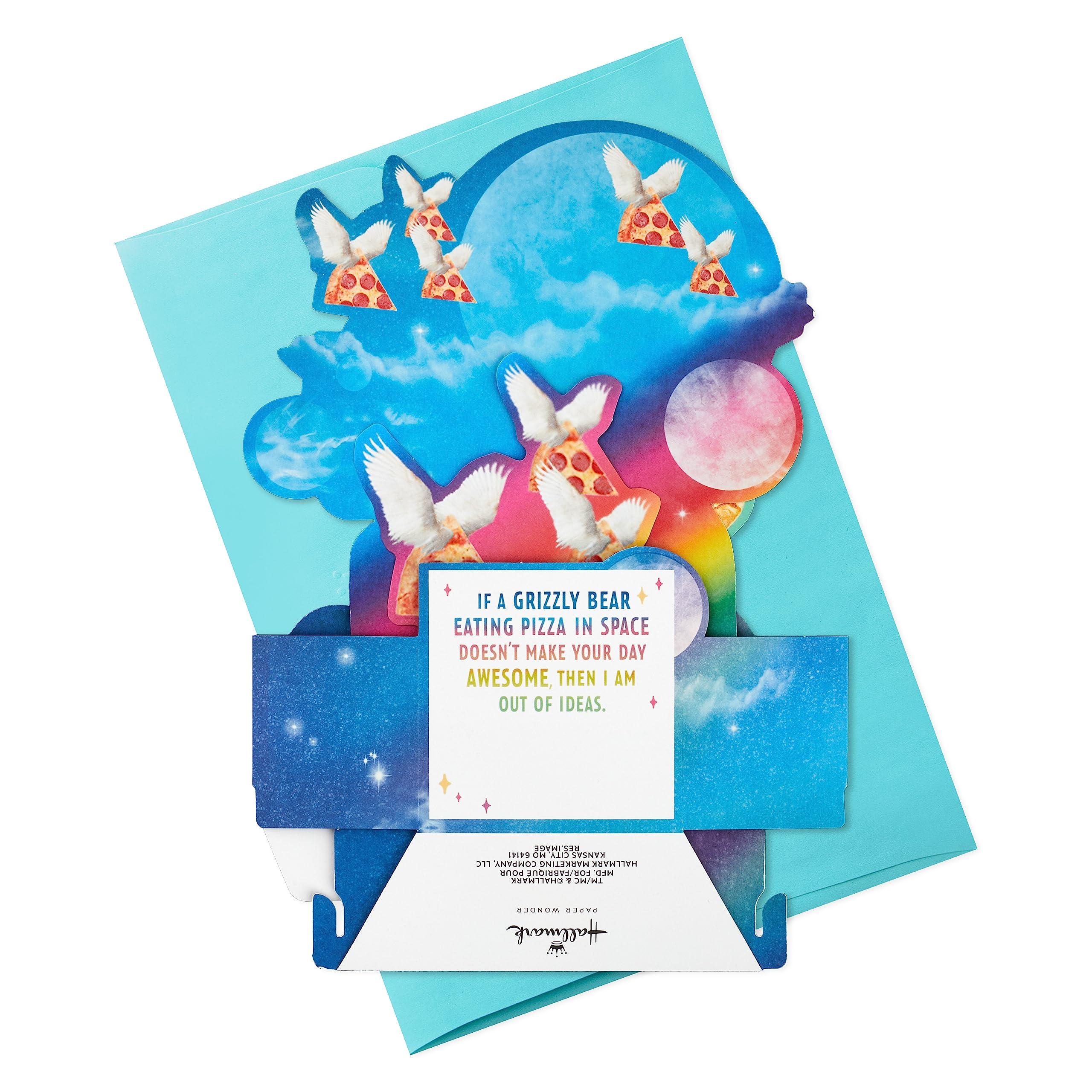 Hallmark Funny Pop Up Birthday Card for Him (Pizza Bear) Paper Wonder Shoebox 3D Card - Image 7
