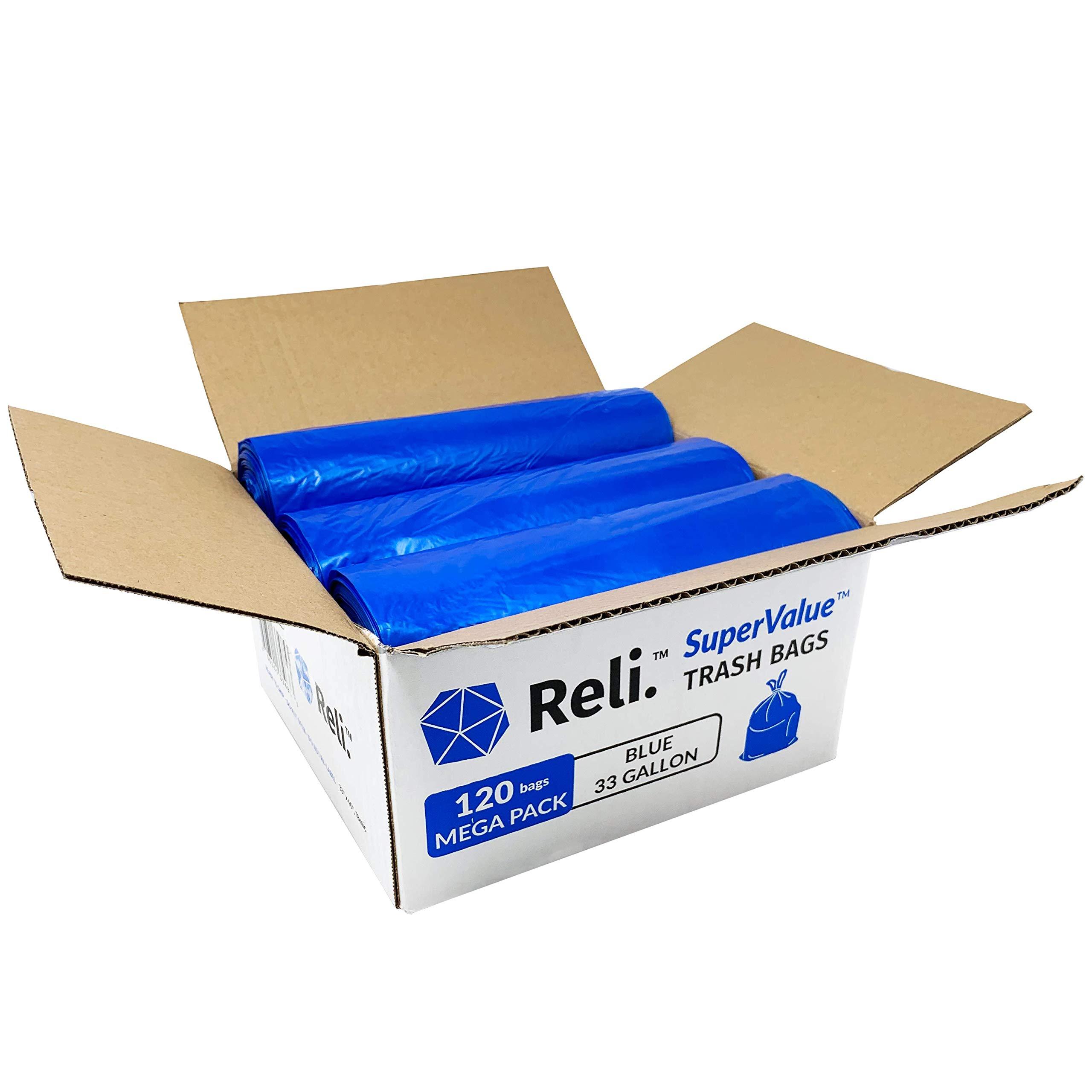Reli. SuperValue 33 Gallon Recycling Bags (120 Count) Made in the USA - Blue Trash Bags, 30-33 Gallon | Recycling, Garbage | 33Gal with 30Gal - 35Gal Capacity - Image 4