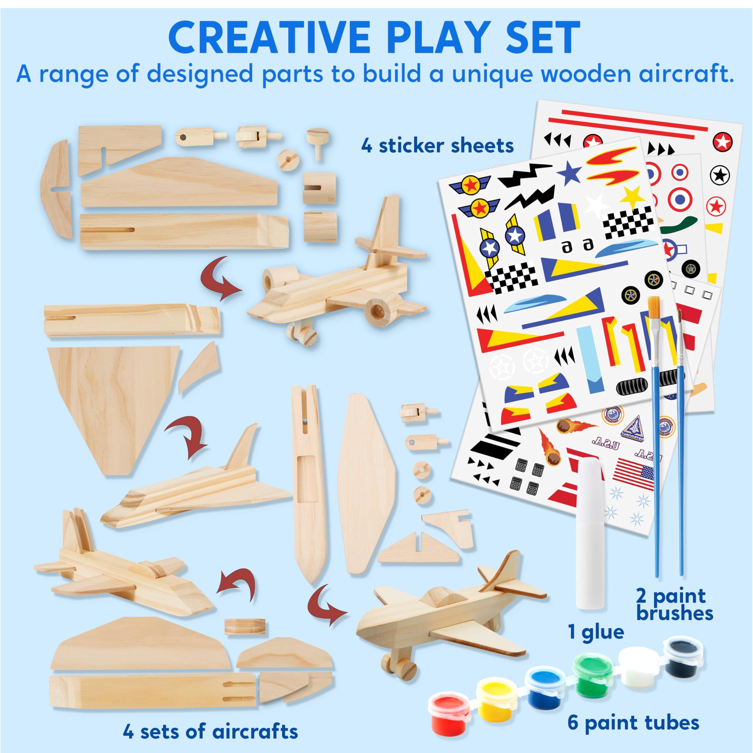Klever Kits 4 DIY Wooden Aircrafts-Build & Paint Your Own Wooden Airplane Craft Kit, Art & Craft Kit DIY Projects, Easy to Assemble Birthday Gifts for Boys 6-12 Year Old - Image 2