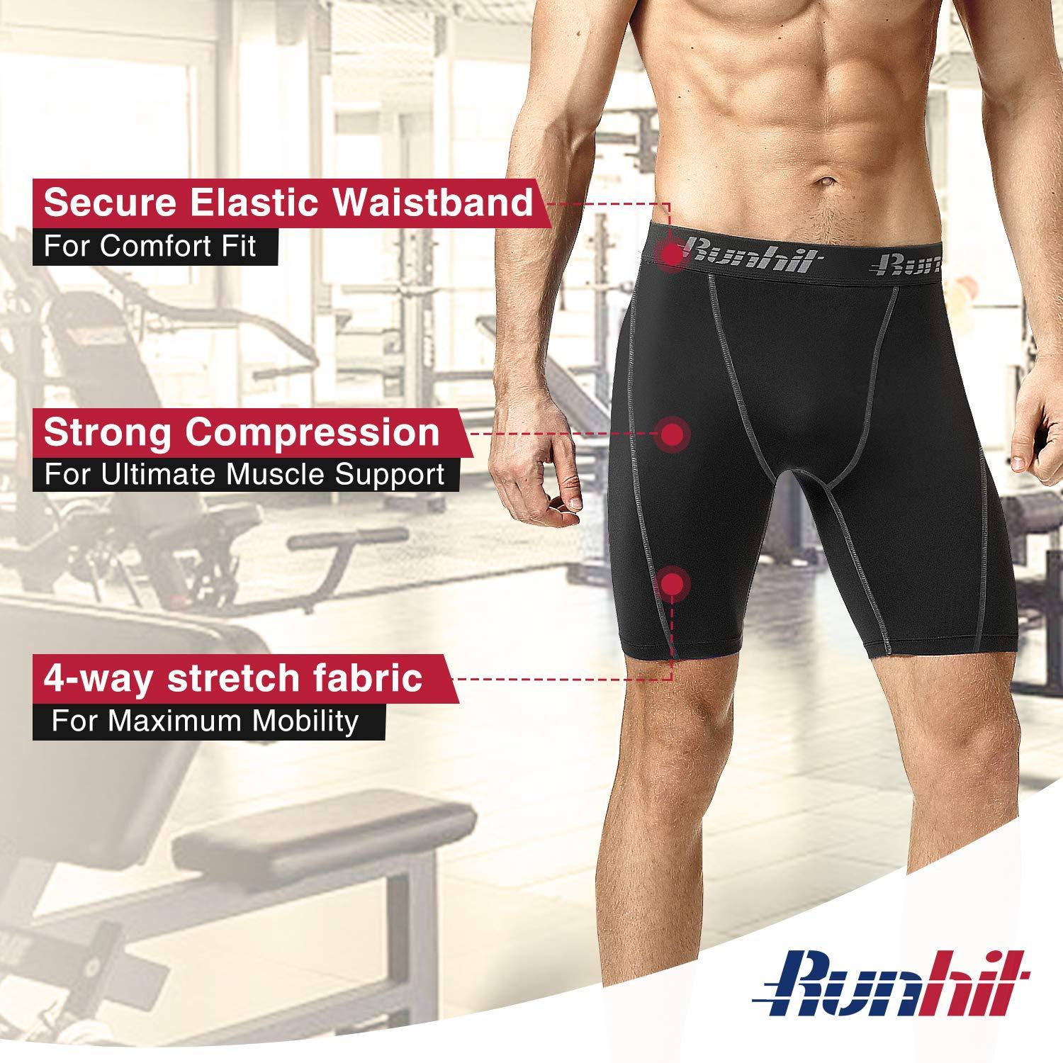 Runhit Compression Shorts Men Underwear Spandex Running Shorts Workout Athletic - Image 3