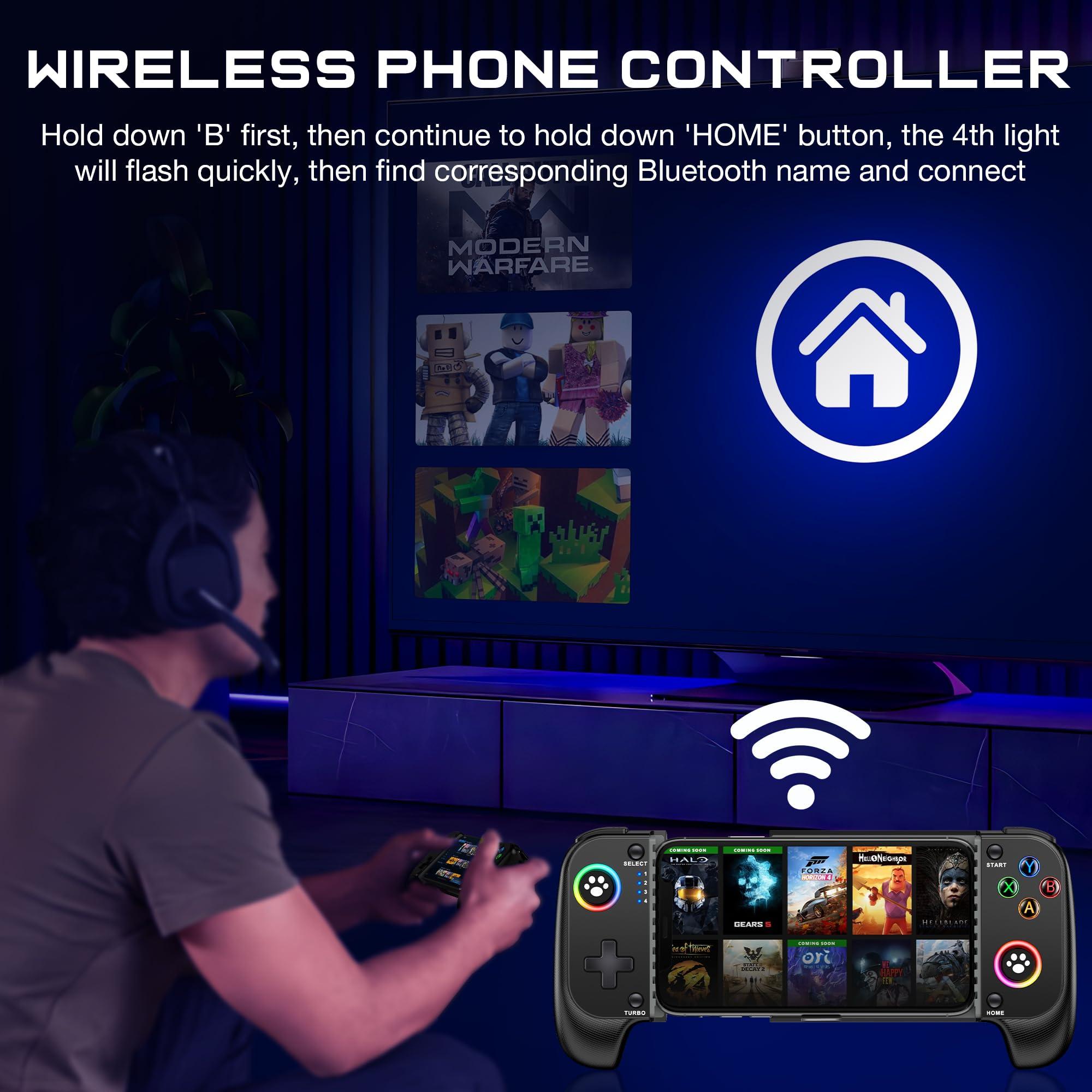 KICKDOT Wireless Phone Controller for iPhone/Android With Hall Joystick and LED, Mobile Gaming Controller for iOS Support Xbox Game Pass, PlayStation, Steam Link, Call of Duty,Roblox, Cloud Gamepad - Image 8
