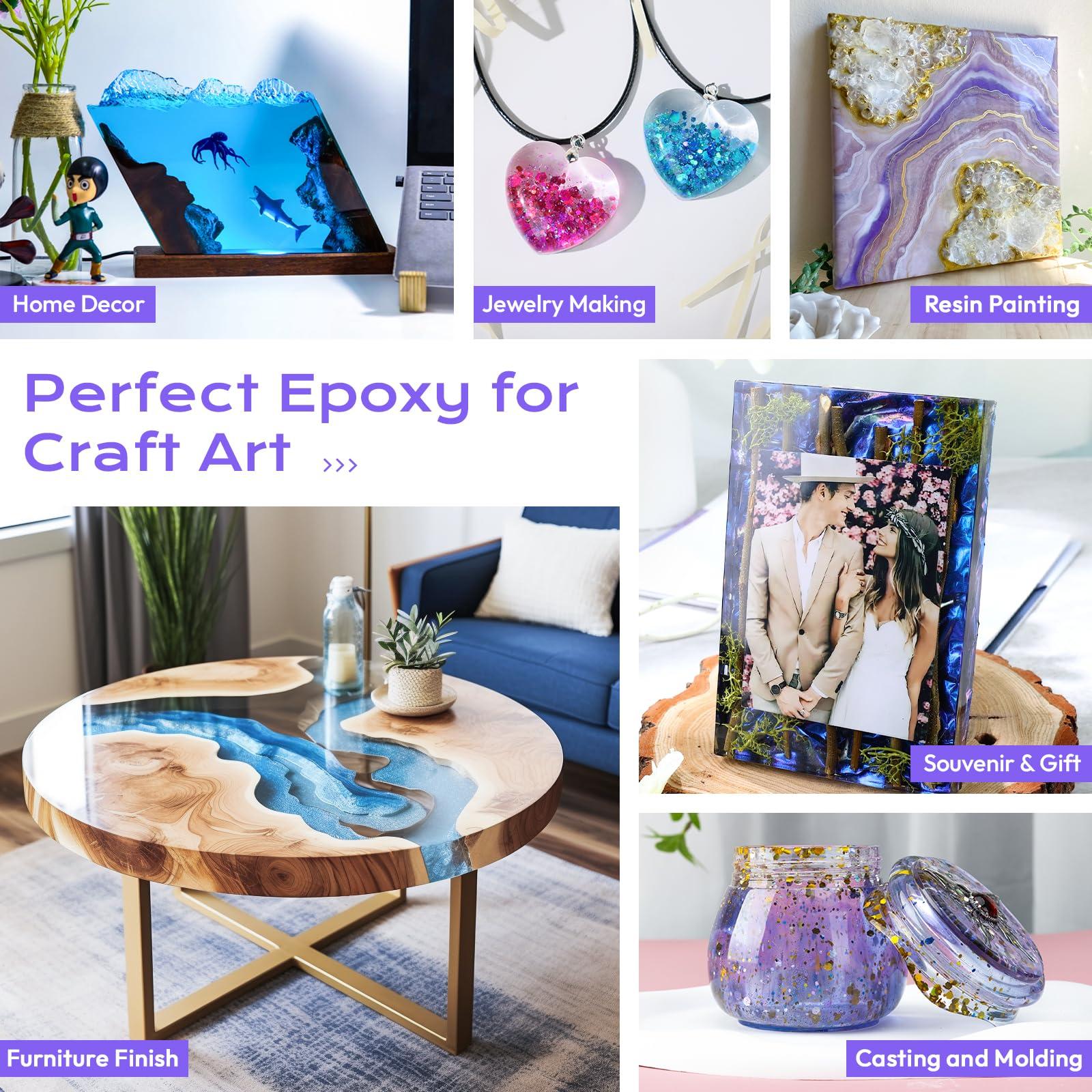 HeyClear 2 Gallon Epoxy Resin Kit with Pumps, Crystal Clear and Hard Upgraded 2 Part Resin and Hardener for Casting Coating, Countertop, Table top, Art DIY Handcraft Jewelry - Image 8